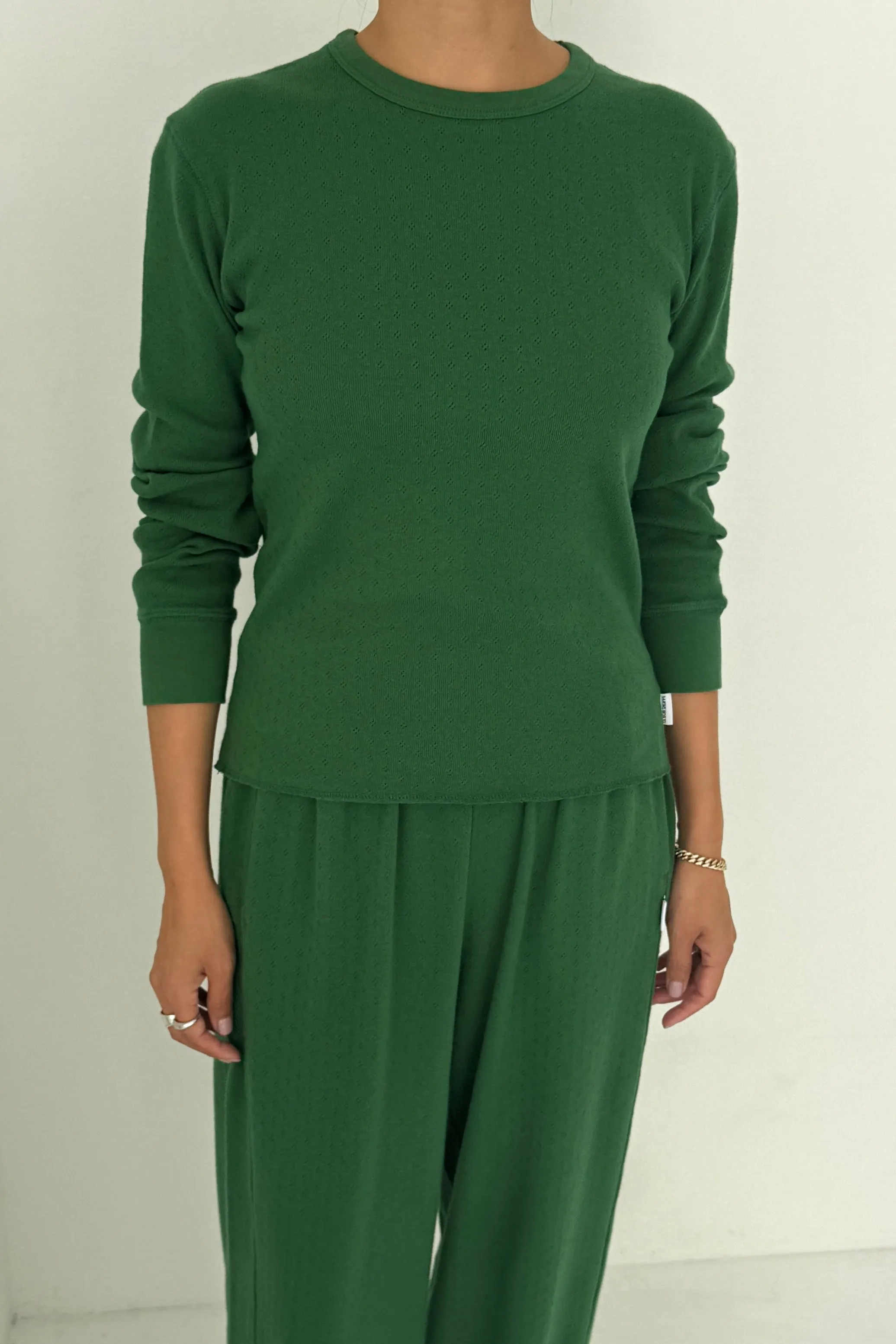 Pointelle Fundamental Tee - Moss Green sold by Le Bon Shoppe