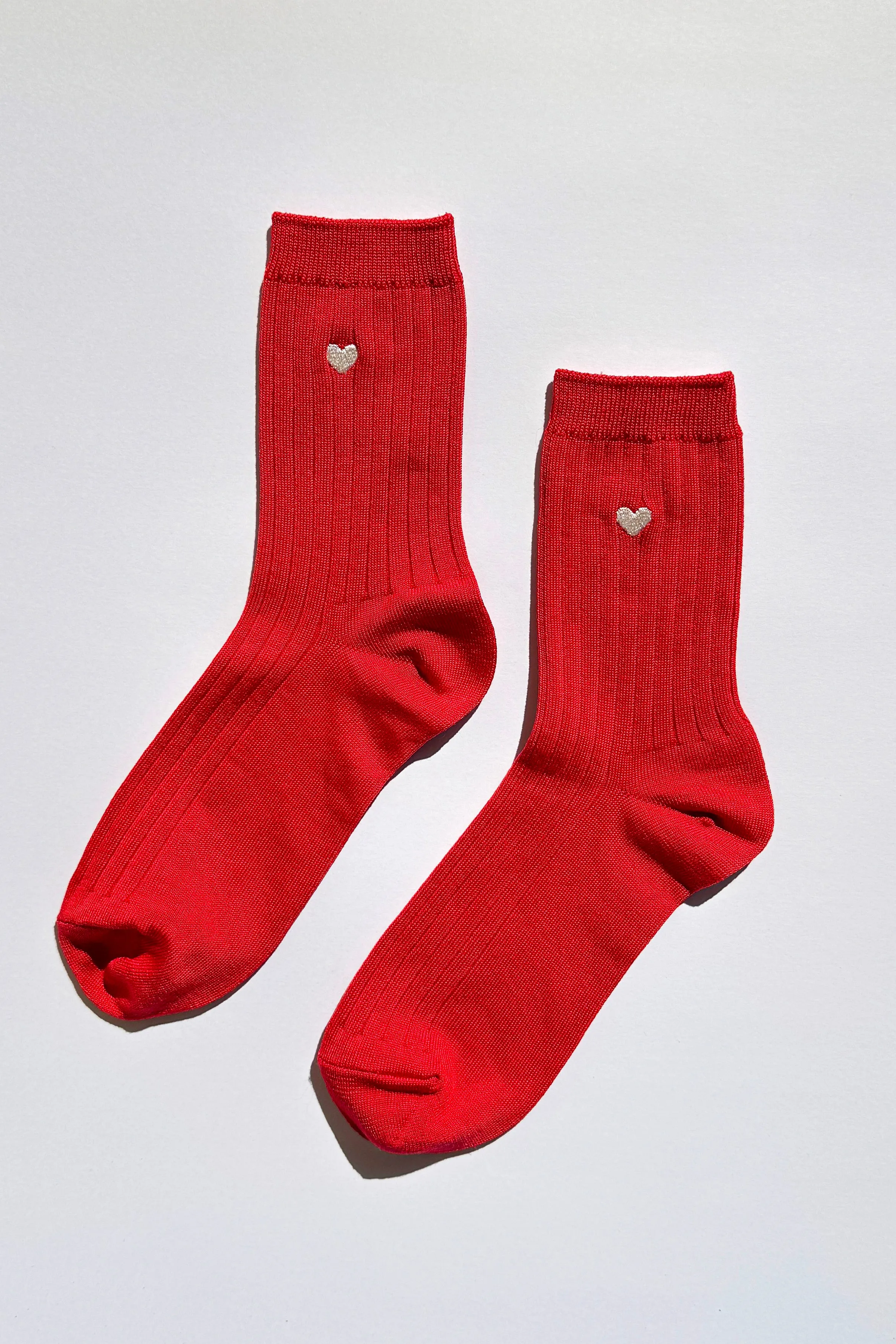 Embroidered Her Socks (MC cotton) - CLASSIC RED + HEART sold by Le Bon Shoppe product image thumbnail 4