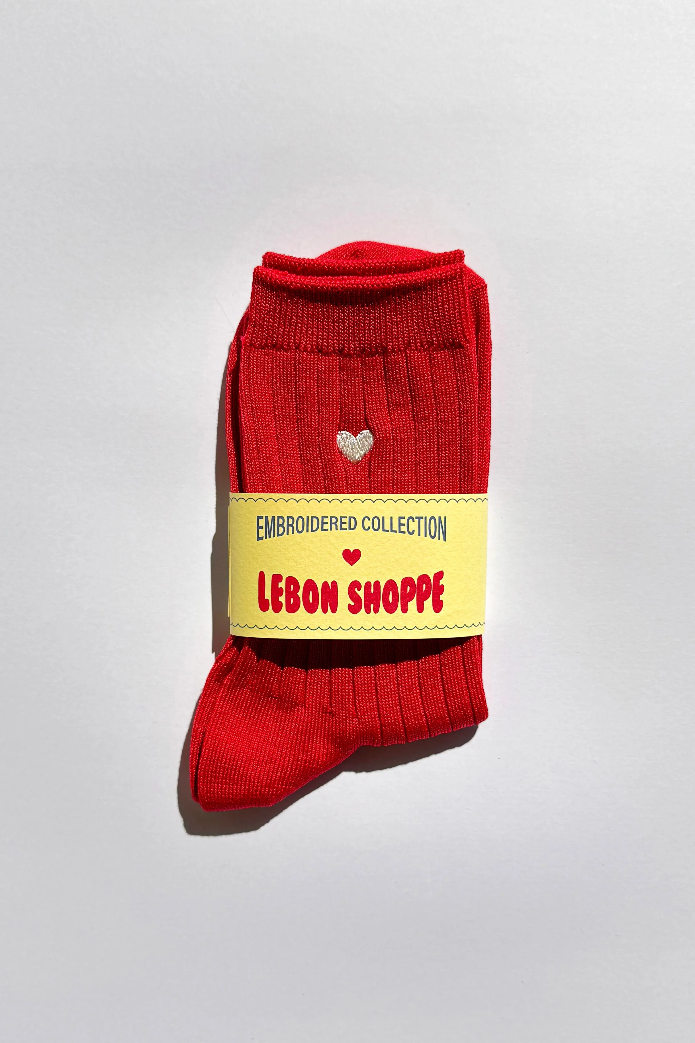 Embroidered Her Socks (MC cotton) - CLASSIC RED + HEART sold by Le Bon Shoppe product image thumbnail 5