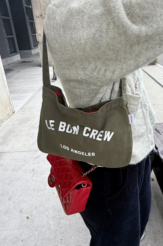Petite Happy Carry Bag - Olive + White sold by Le Bon Shoppe