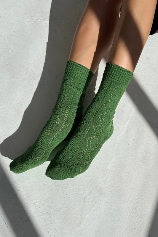 Modal Eyelet Socks - Palm Green made by Le Bon Shoppe
