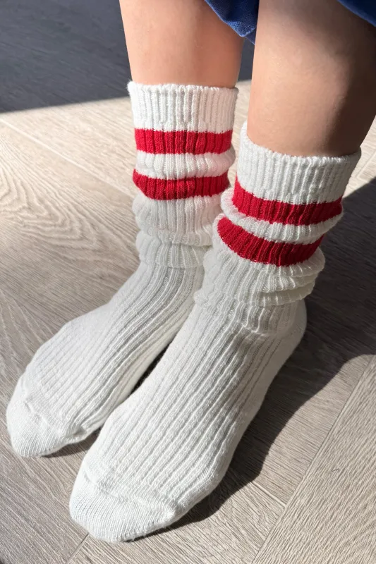 Cottage Varsity Socks - Red Varsity sold by Le Bon Shoppe