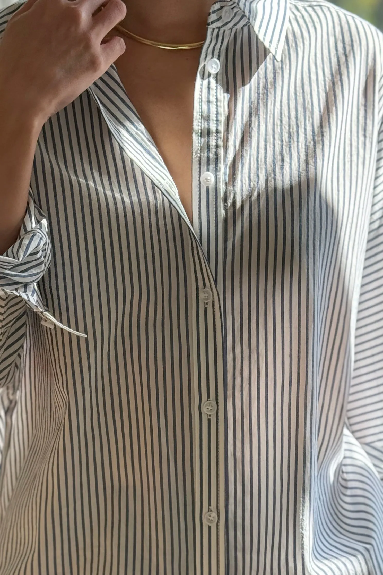 Striped Light Weight Owen Shirt - Denim Stripe On White sold by Le Bon Shoppe product image thumbnail 4