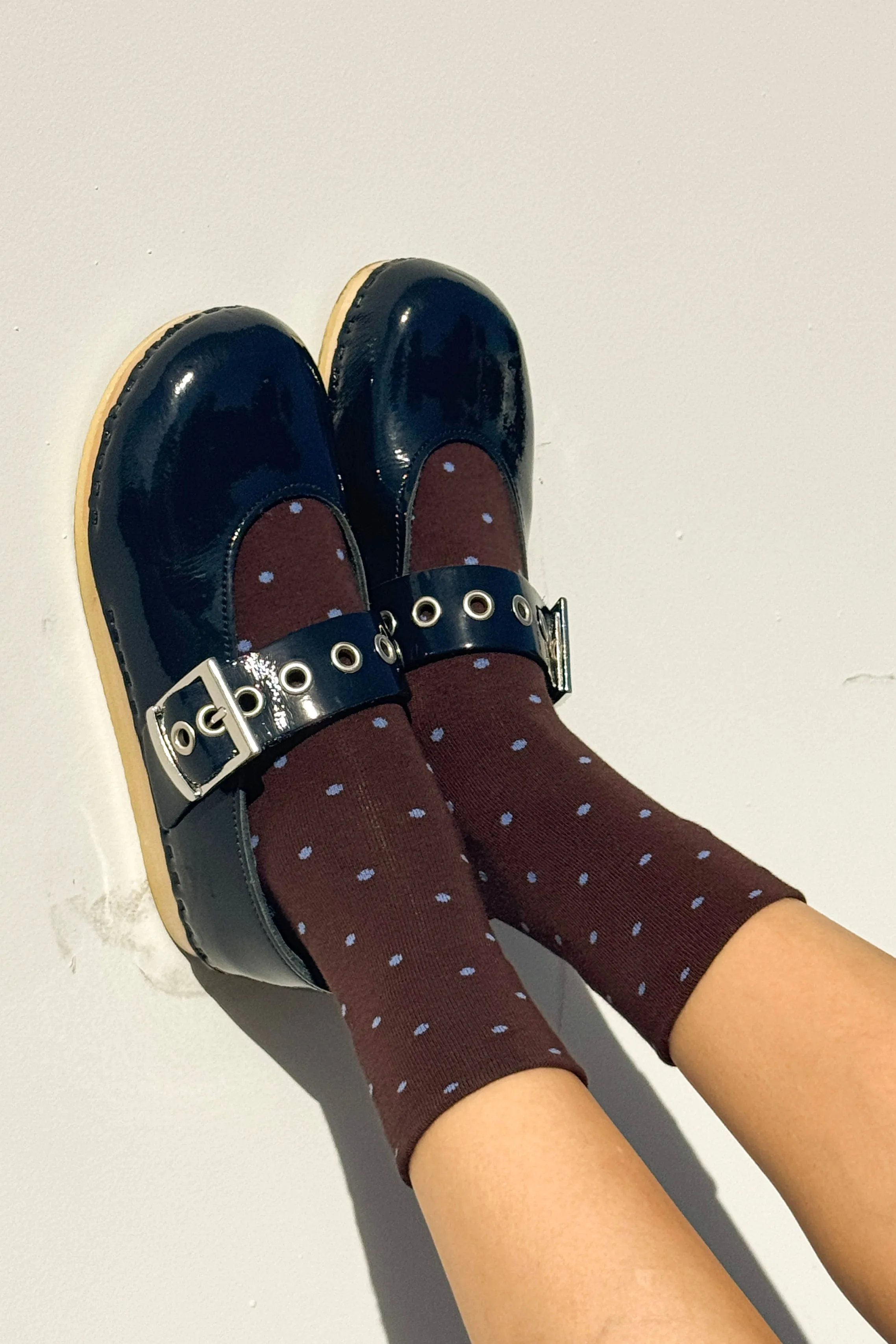 Patterned Sneaker Socks - Polka Dot - Cacao/Blue sold by Le Bon Shoppe product image thumbnail 3
