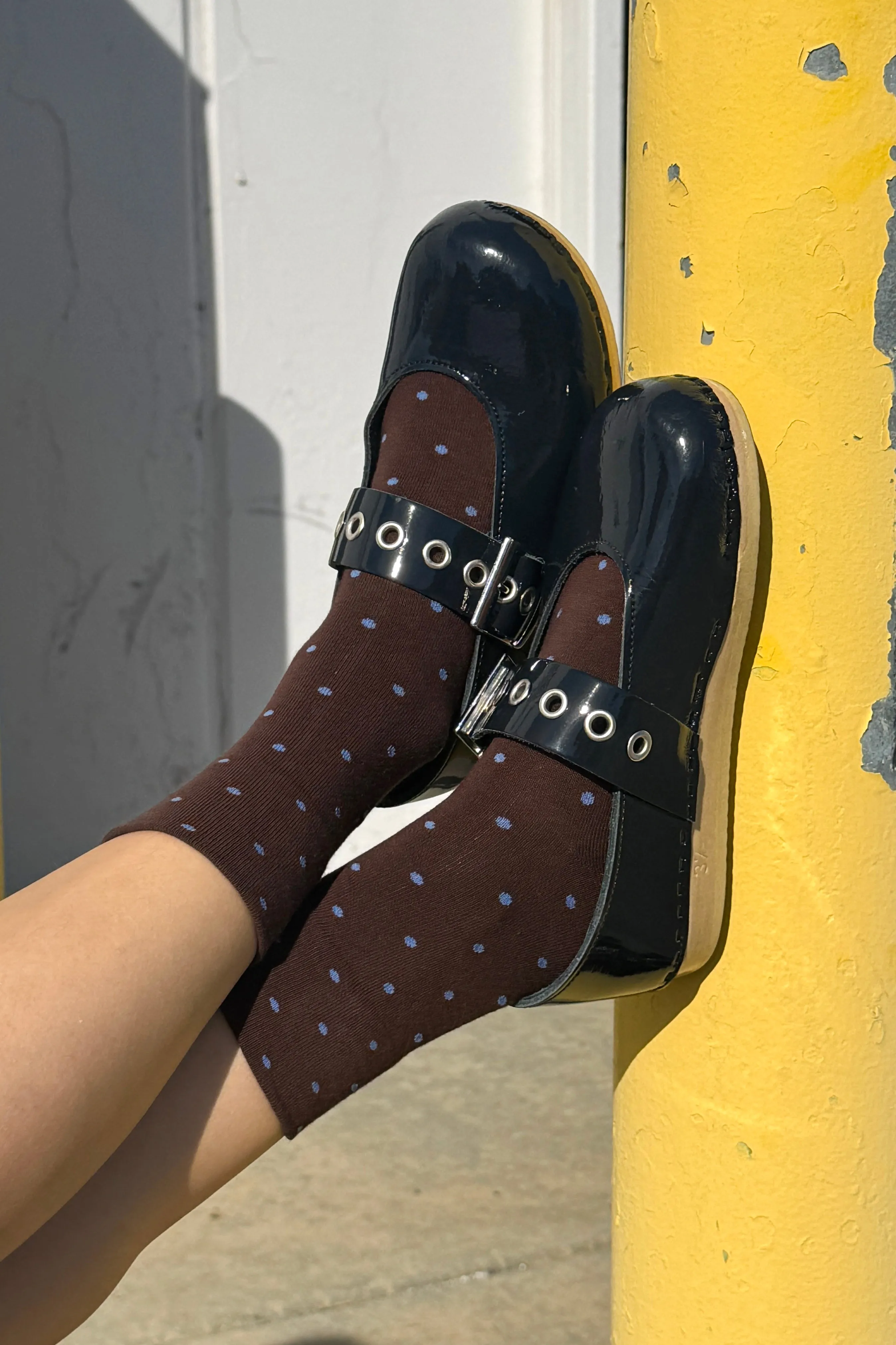 Patterned Sneaker Socks - Polka Dot - Cacao/Blue sold by Le Bon Shoppe product image thumbnail 2