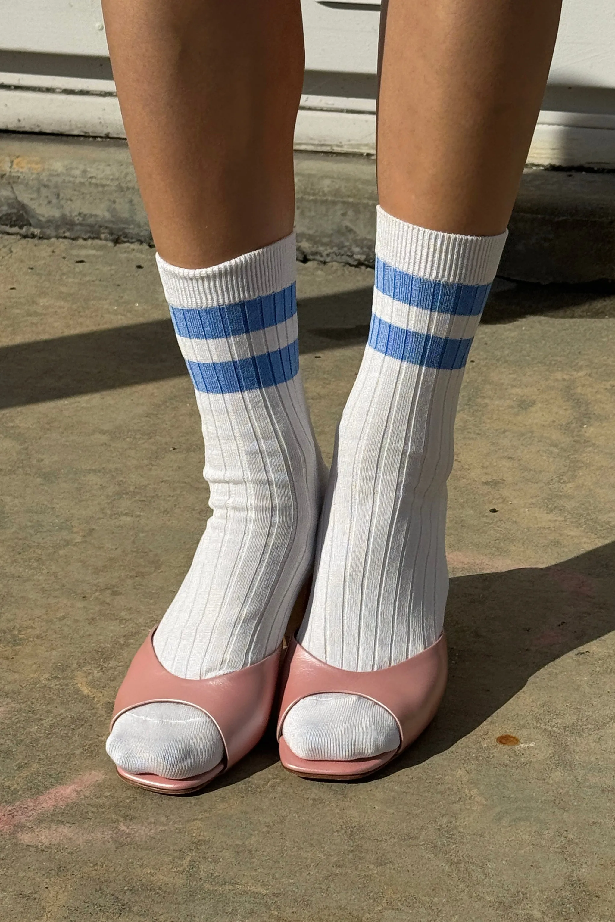 Her Varsity Socks - White Periwinkle sold by Le Bon Shoppe product image thumbnail 3