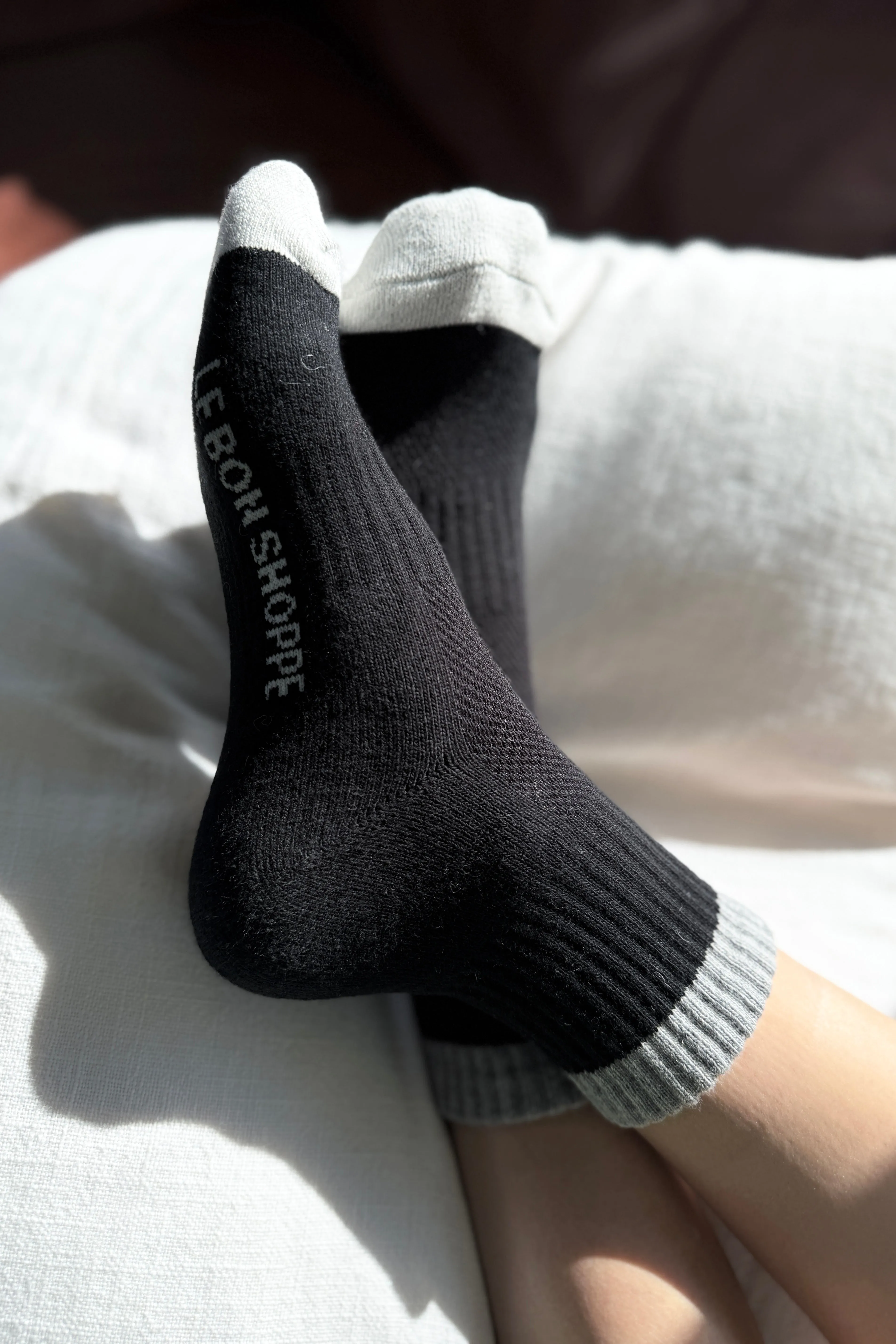 Color Block Girlfriend Socks - Black Grey sold by Le Bon Shoppe product image thumbnail 2