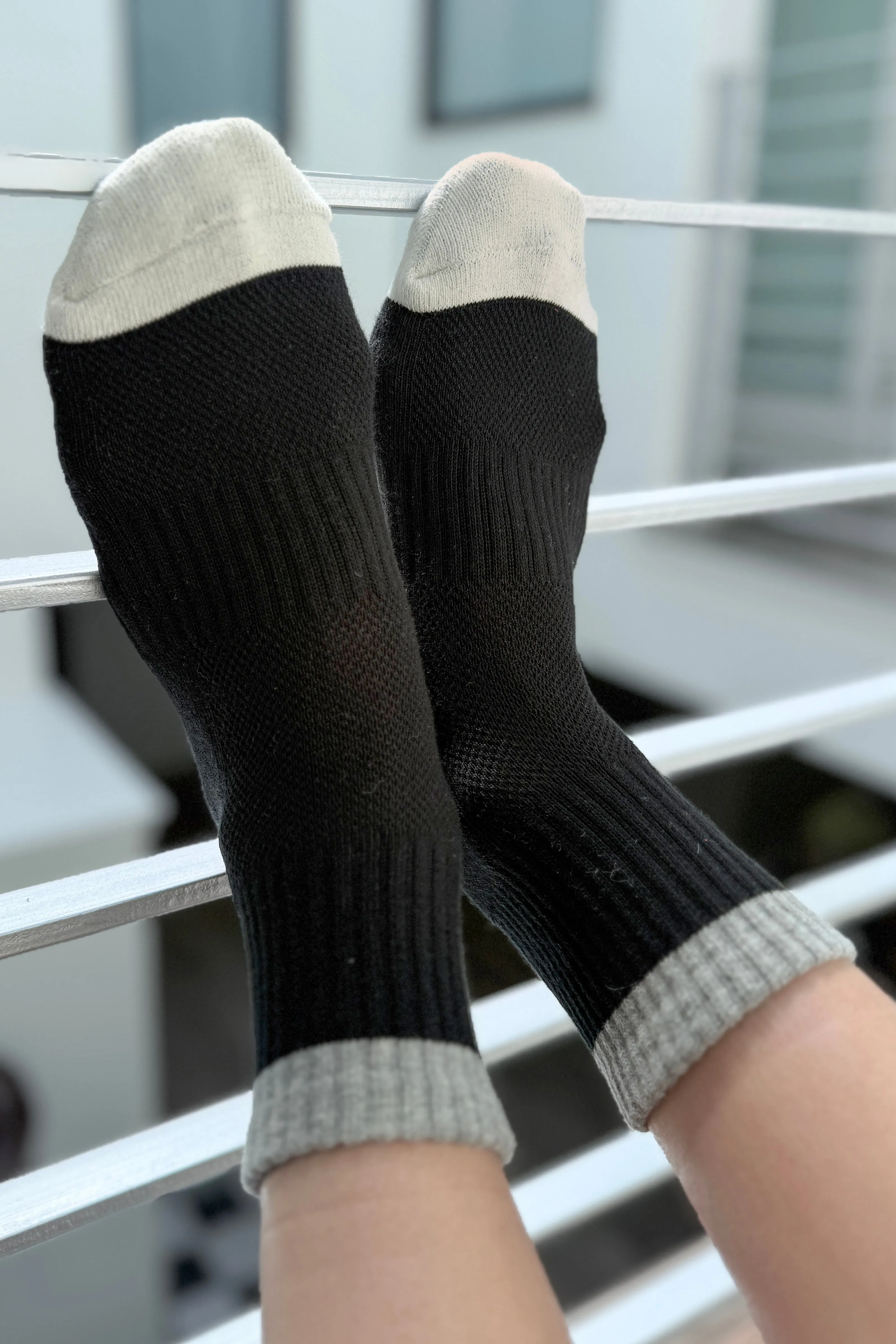 Color Block Girlfriend Socks - Black Grey sold by Le Bon Shoppe