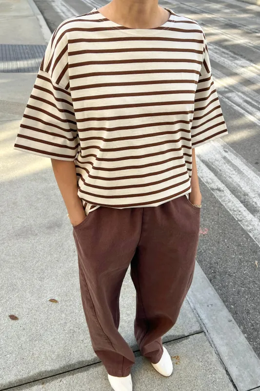 Voyage Tee - Coffee Stripe sold by Le Bon Shoppe