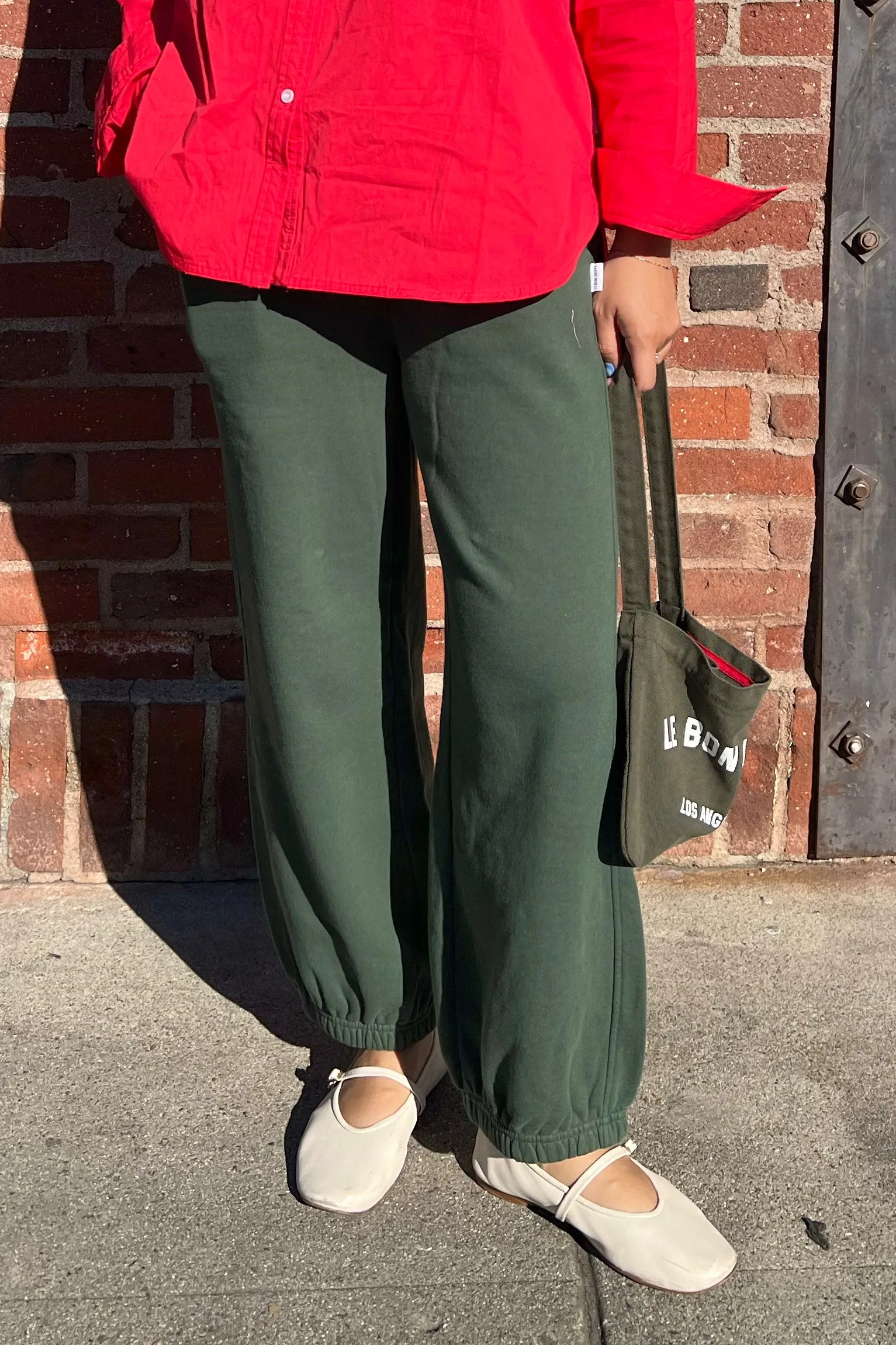 French Terry Balloon Pants - Cedar Green sold by Le Bon Shoppe