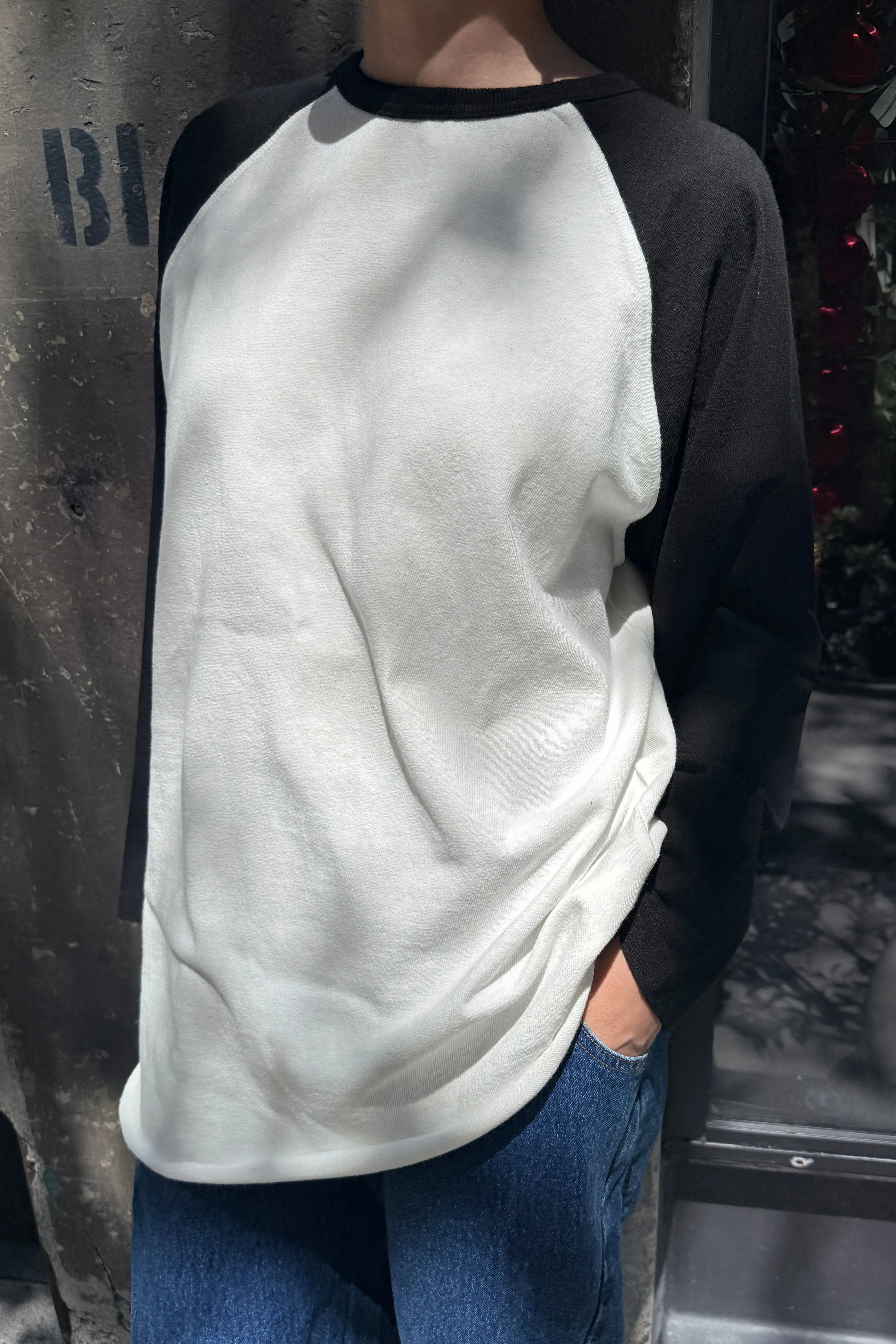 Heavy Cotton Raglan Tee - White/Black sold by Le Bon Shoppe