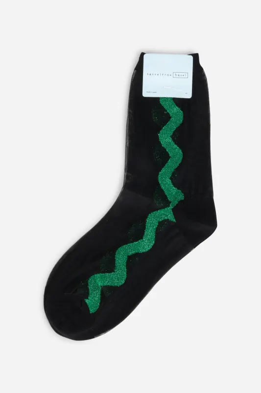 ZIG ZAG SHEER CREW SOCK sold by Intentionally Blank