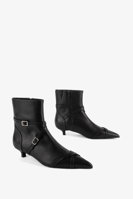 LINK KITTEN HEEL BUCKLED ANKLE BOOT sold by Intentionally Blank