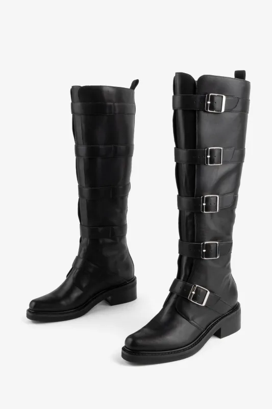 PILE UP KNEE HIGH BIKER BOOT made by Intentionally Blank