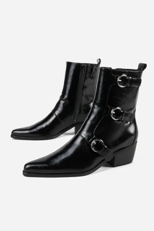 LINDSTROM BUCKLE STRAP MID CALF BOOT made by Intentionally Blank