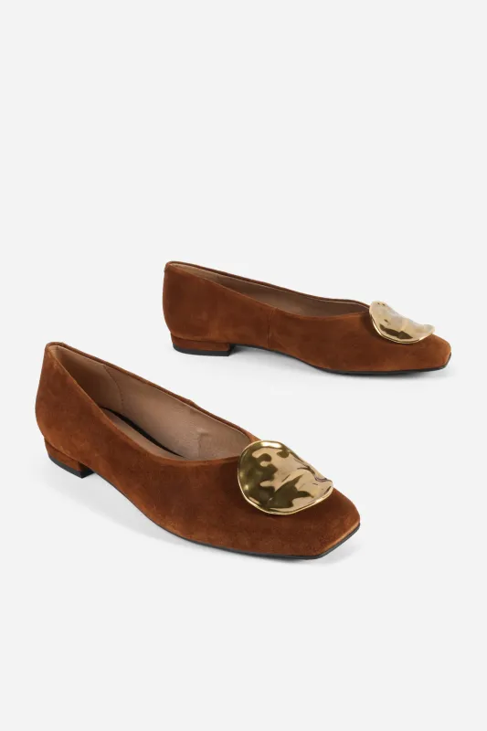 DESK SUEDE MEDALLION BALLET FLAT made by Intentionally Blank