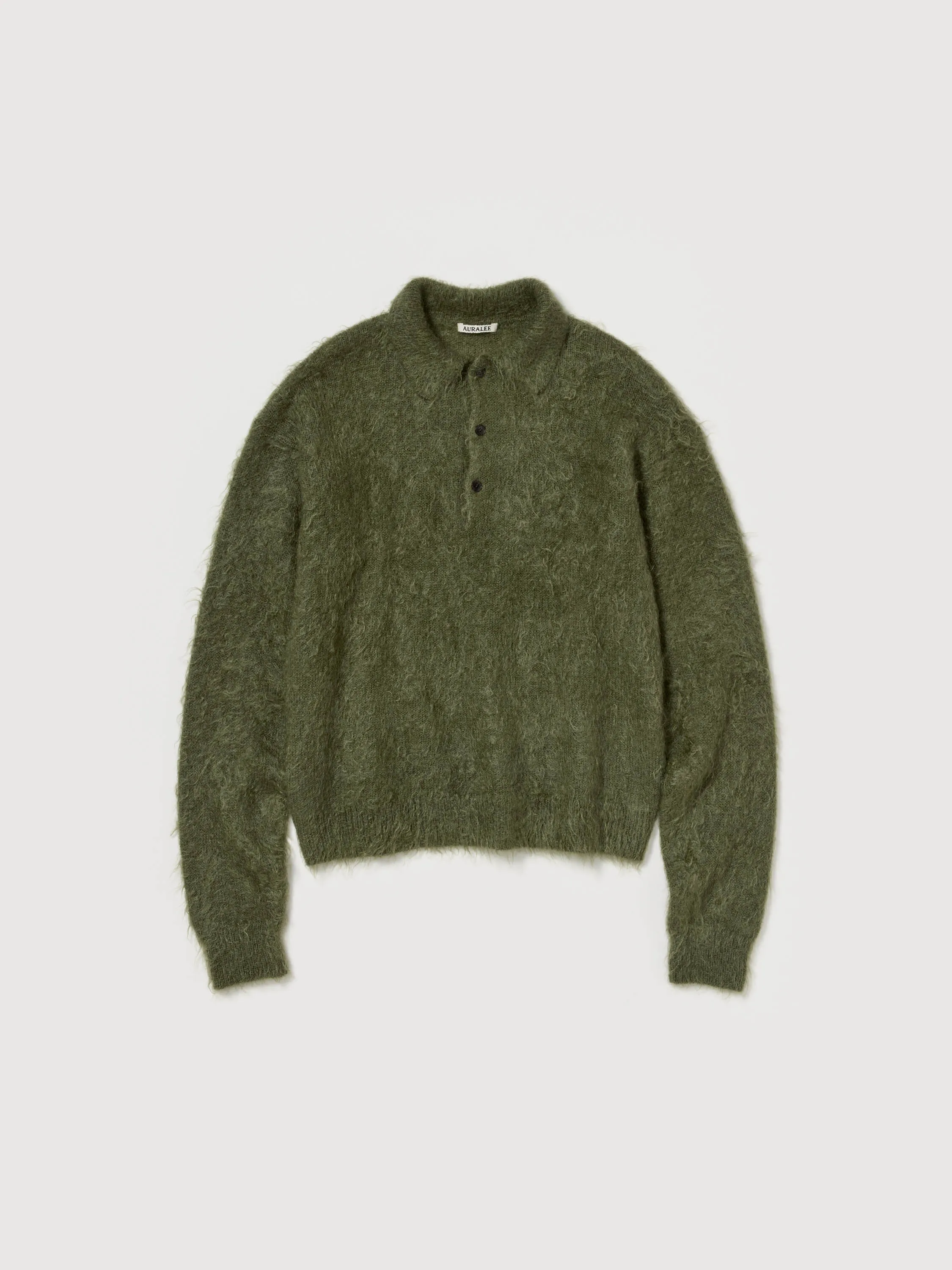 BRUSHED SUPER KID MOHAIR KNIT POLO sold by Auralee product image thumbnail 4