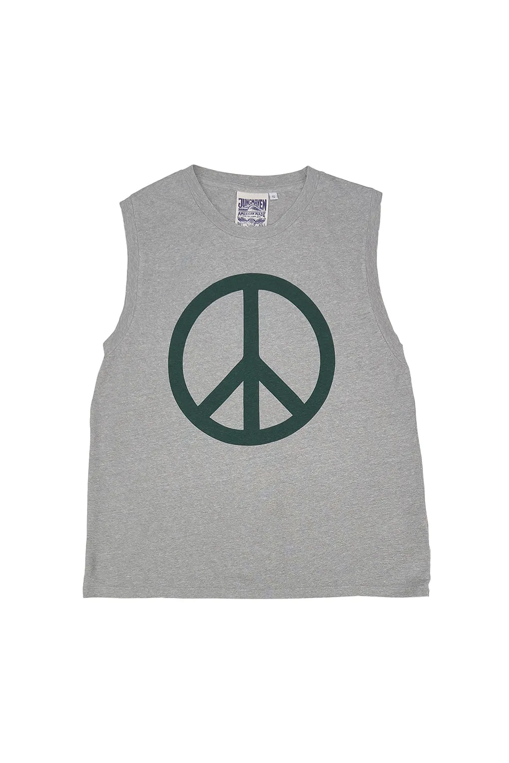 Peace Heathered Malibu Muscle Tee sold by Jungmaven