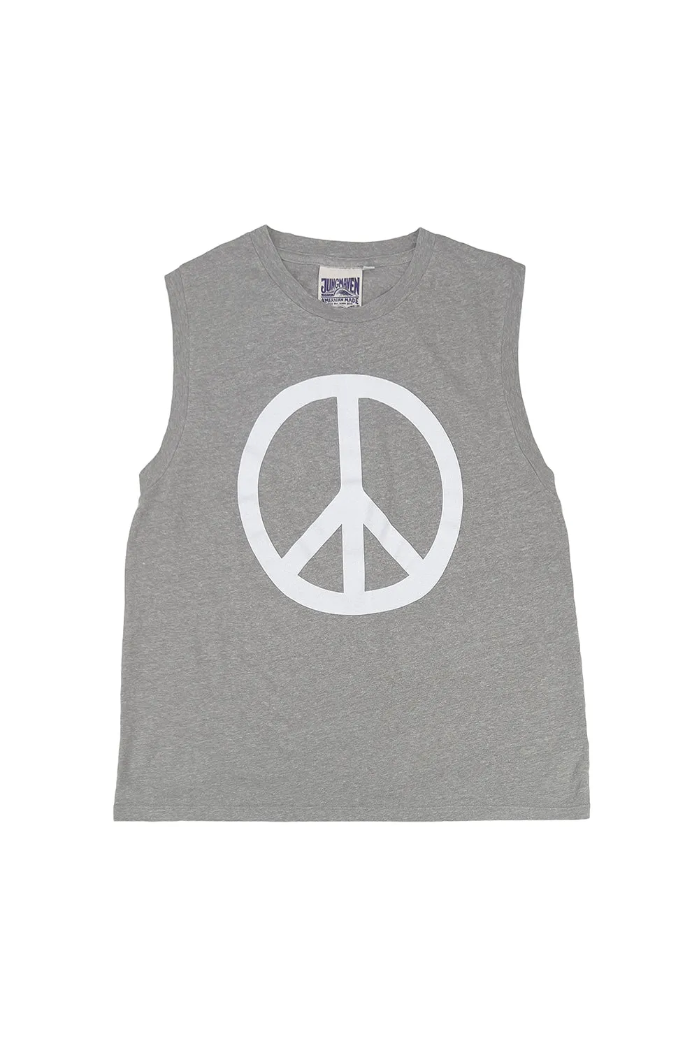 Peace Heathered Malibu Muscle Tee sold by Jungmaven product image thumbnail 3