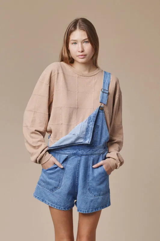Alma Overall Denim Shorts made by Jungmaven