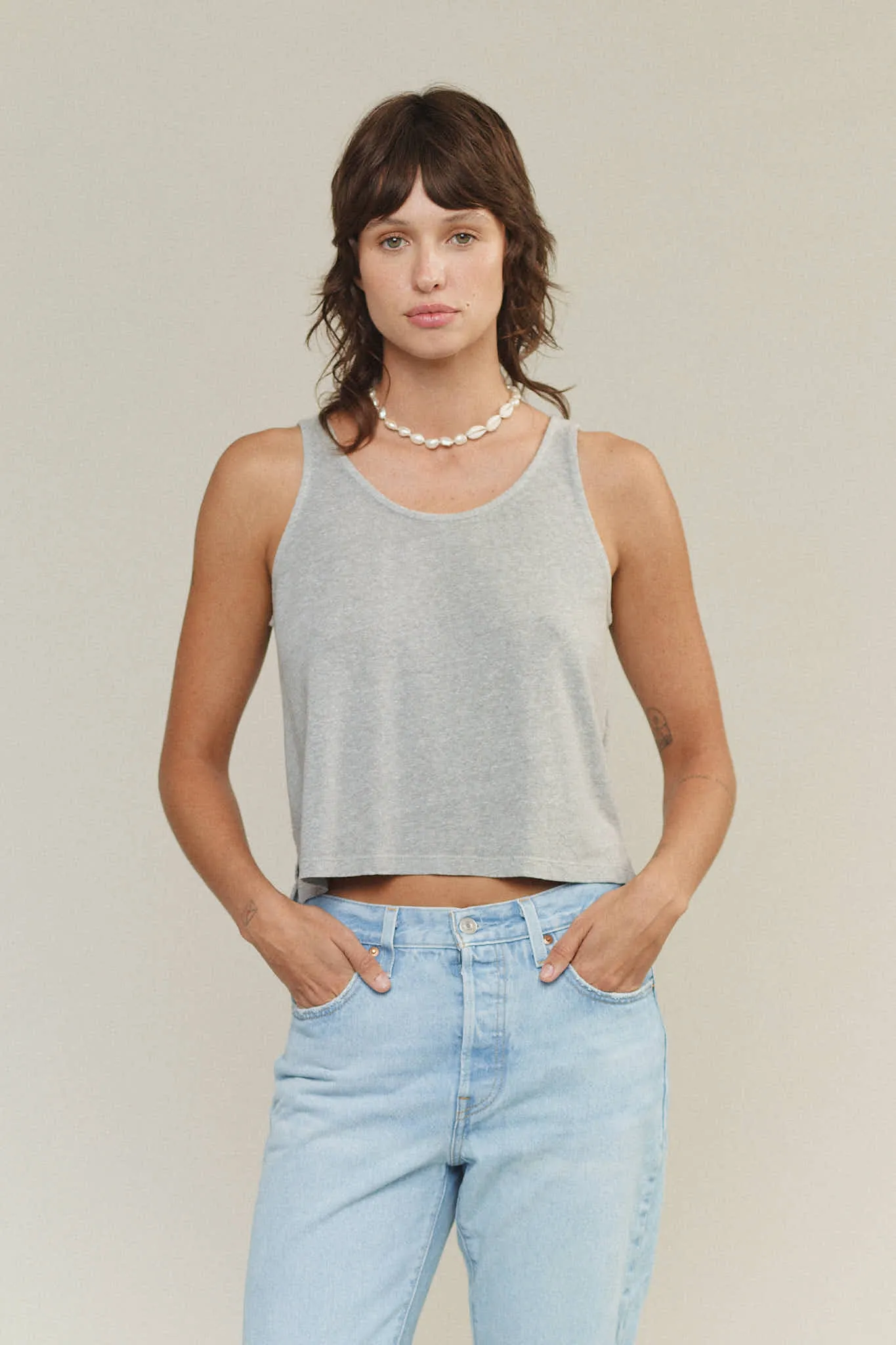 Heathered Cropped Tank sold by Jungmaven
