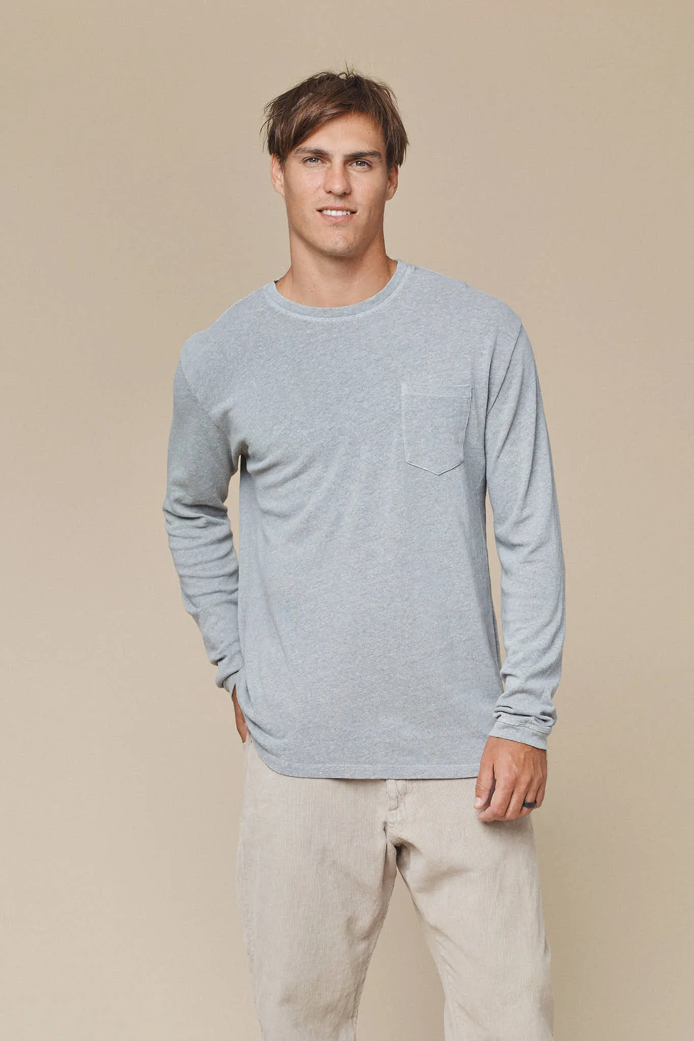 Heathered Baja Long Sleeve Pocket Tee sold by Jungmaven product image thumbnail 3