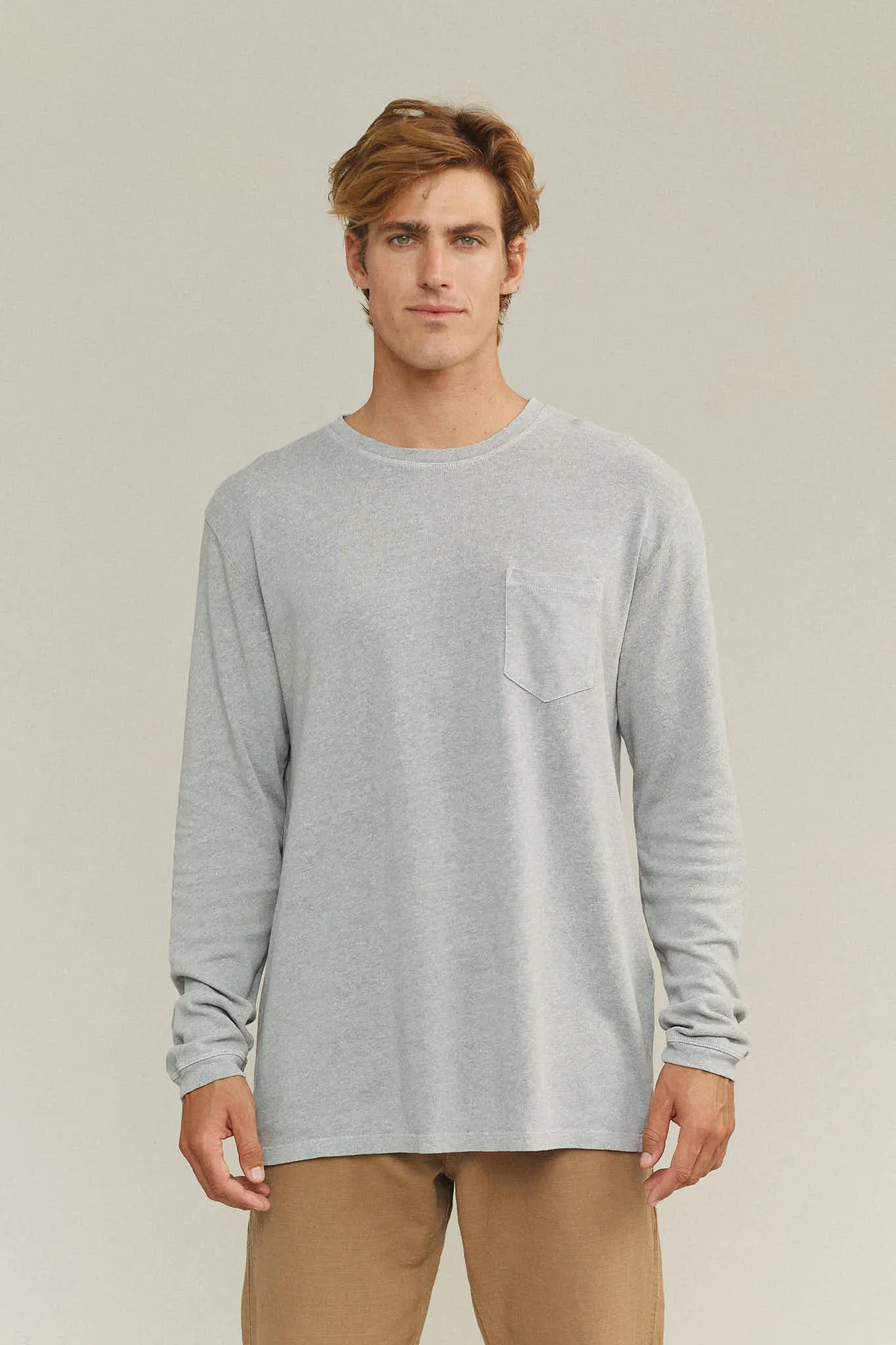 Heathered Baja Long Sleeve Pocket Tee sold by Jungmaven