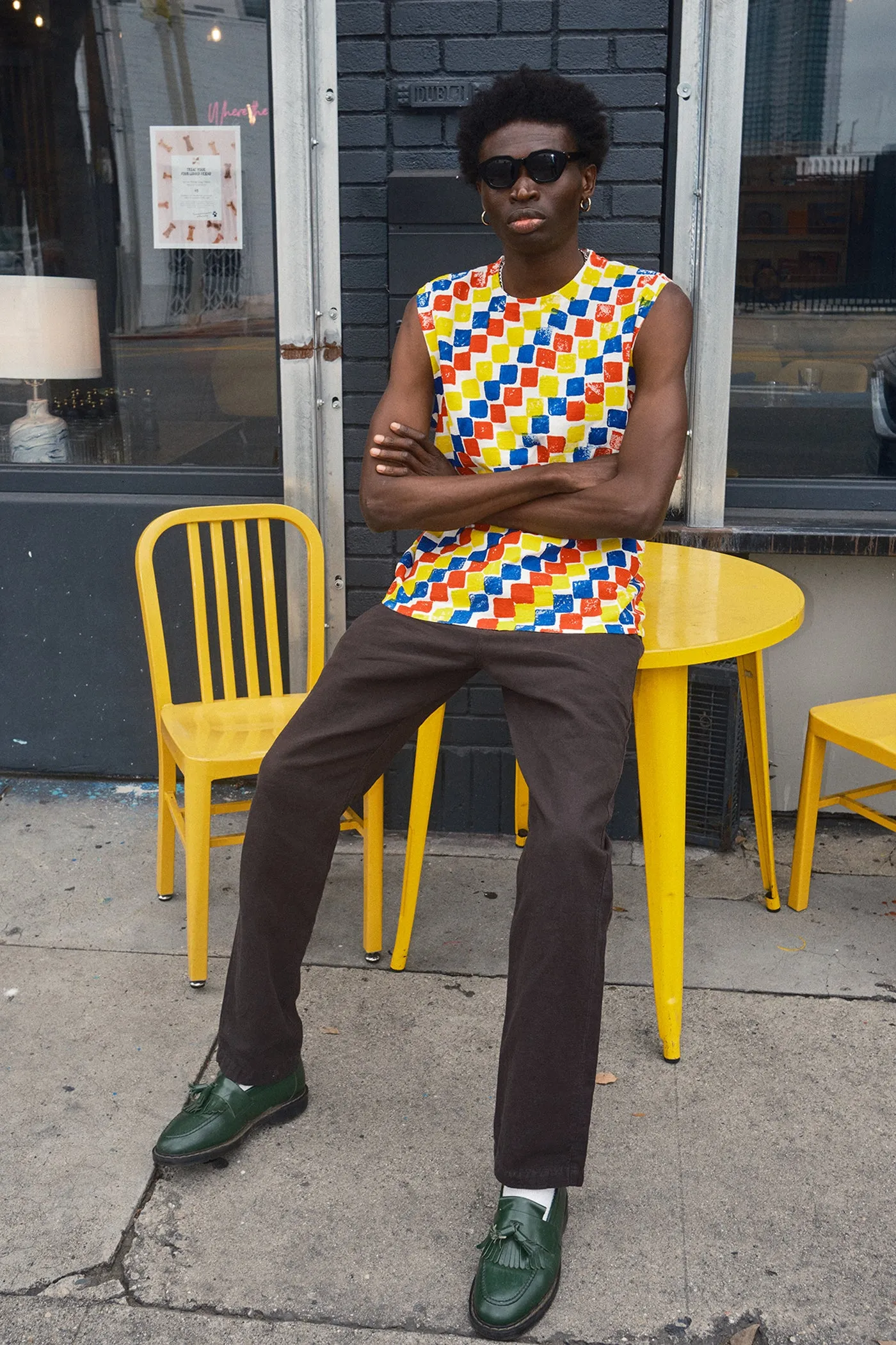 Checkerboard Malibu Muscle Tee sold by Jungmaven product image thumbnail 4