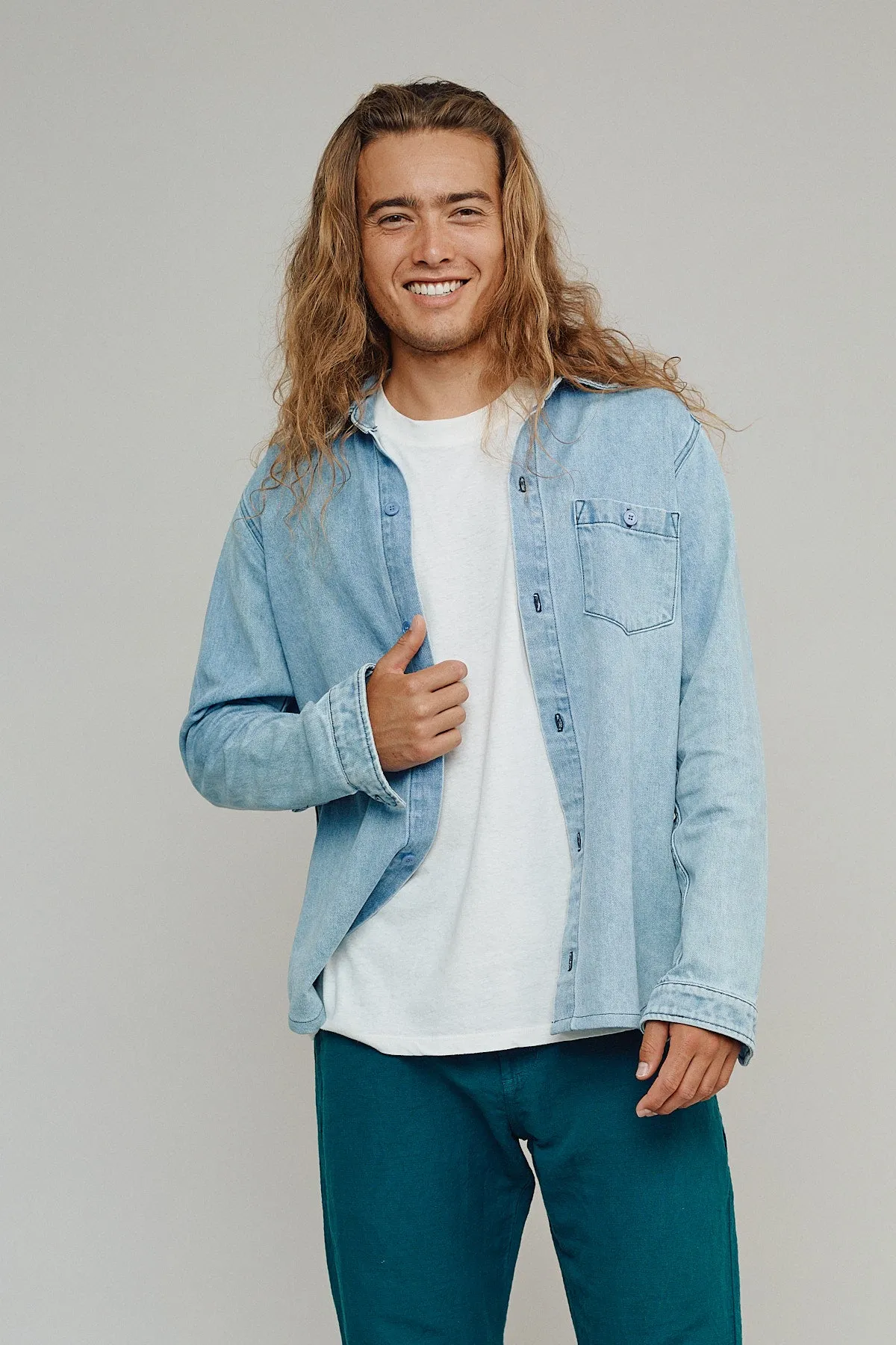 Denim Curved Hem Topanga Shirt sold by Jungmaven product image thumbnail 5