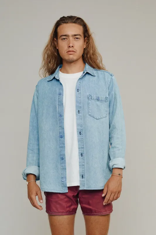Denim Curved Hem Topanga Shirt made by Jungmaven