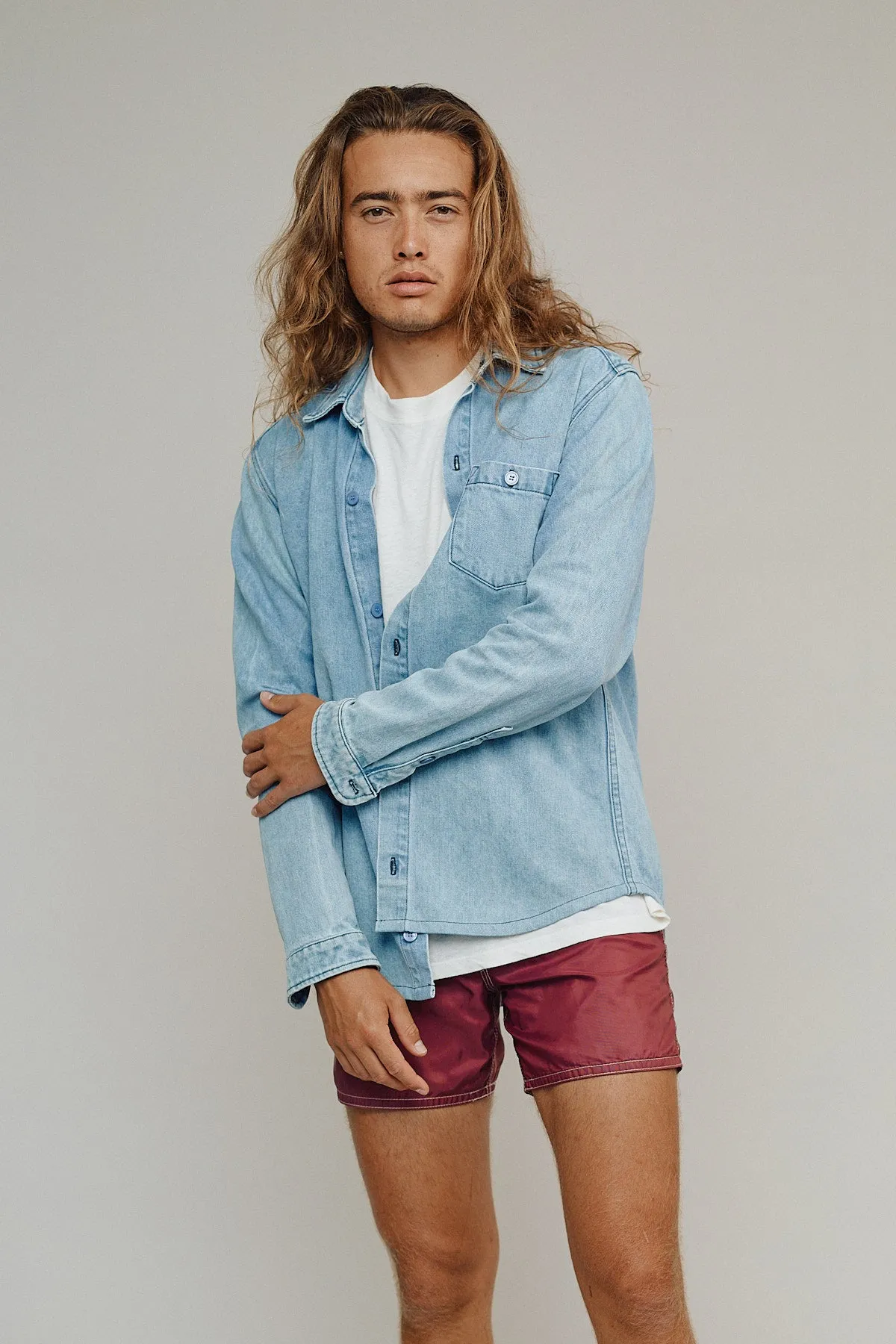 Denim Curved Hem Topanga Shirt sold by Jungmaven product image thumbnail 3