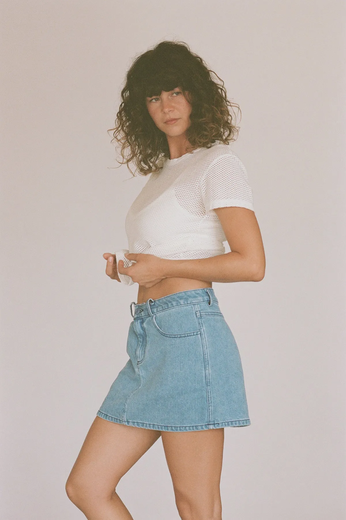 Atlas Denim Mini Skirt sold by Jungmaven