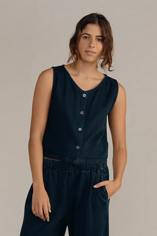 Denim Skyline Vest made by Jungmaven