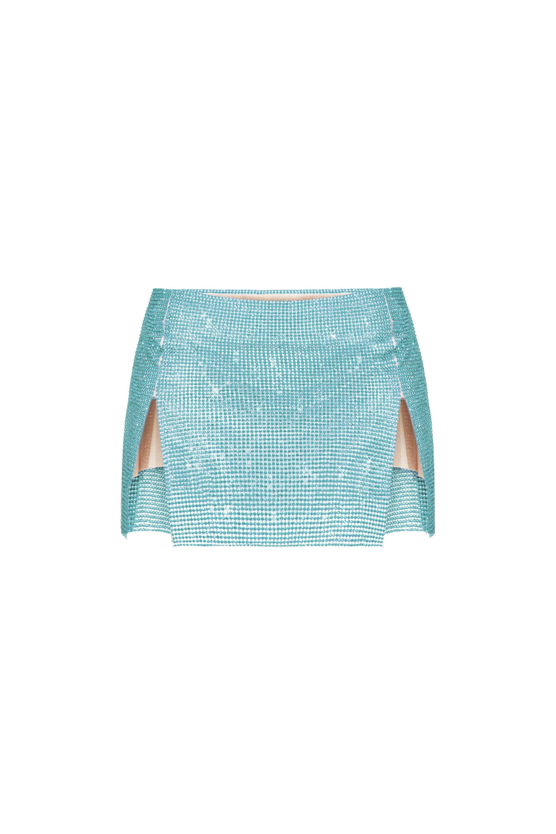 Rhinestoned Mia Micro Skirt Cerulean Blue sold by Poster Girl product image thumbnail 5