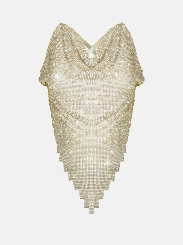 Beyan Rhinestone Top in 24 Carat sold by Poster Girl