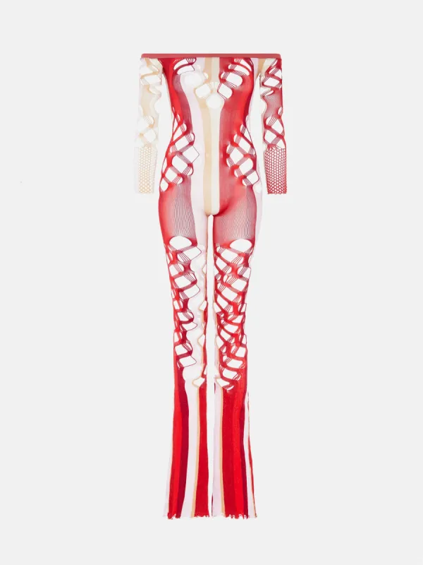 Admiral Jumpsuit Burgundy Stripe sold by Poster Girl