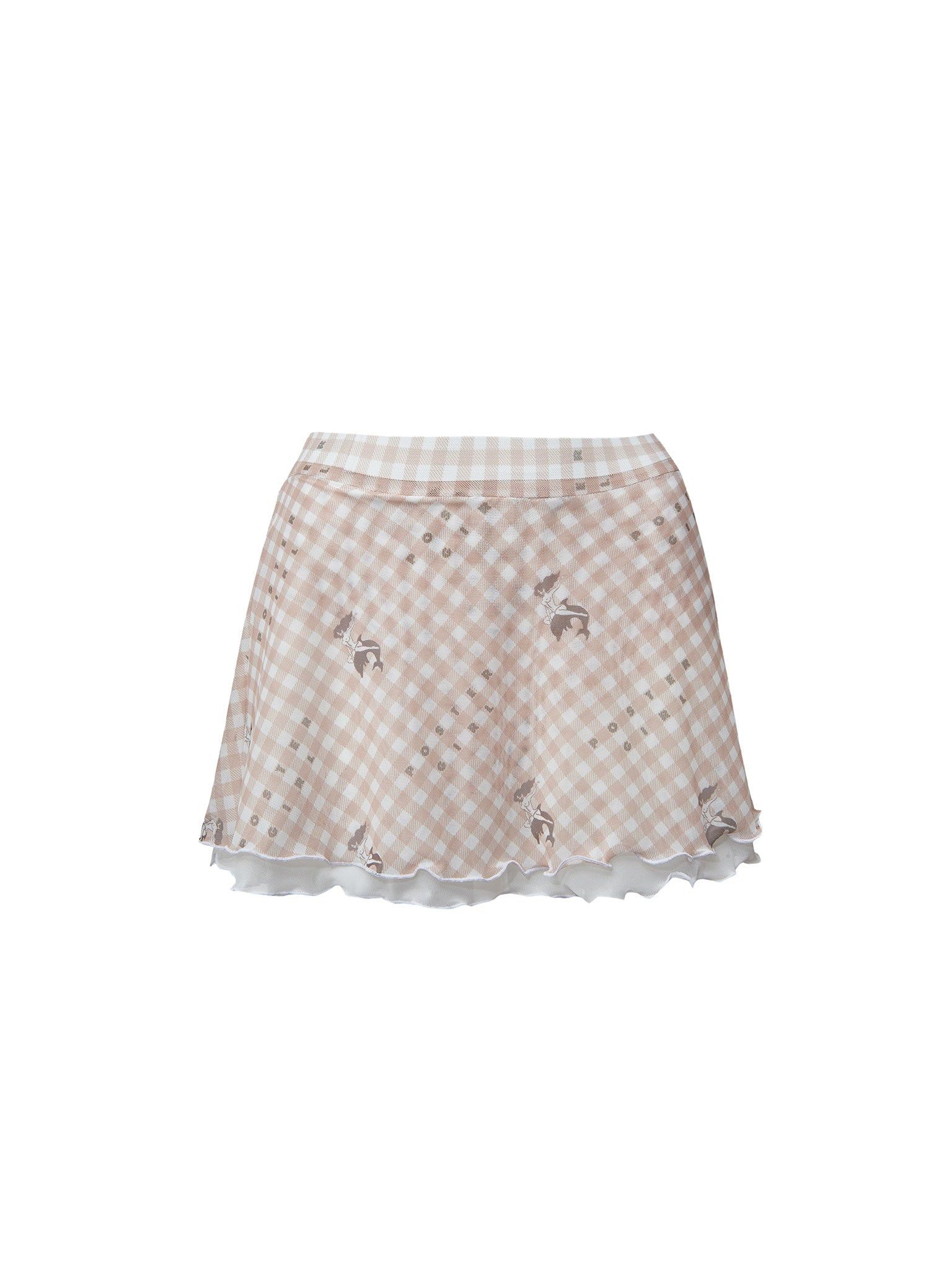 Cher Mini Skirt Tan Gingham sold by Poster Girl