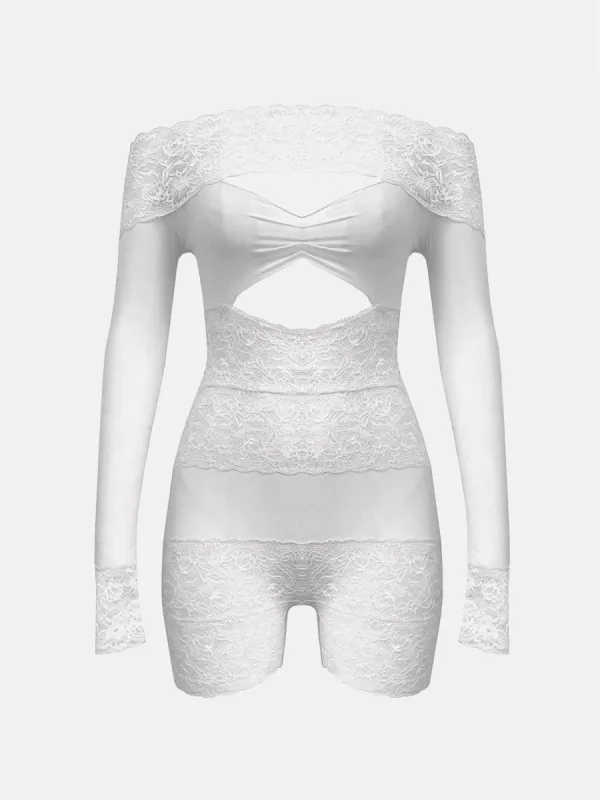 Davina Sleeved Romper Virgin White sold by Poster Girl