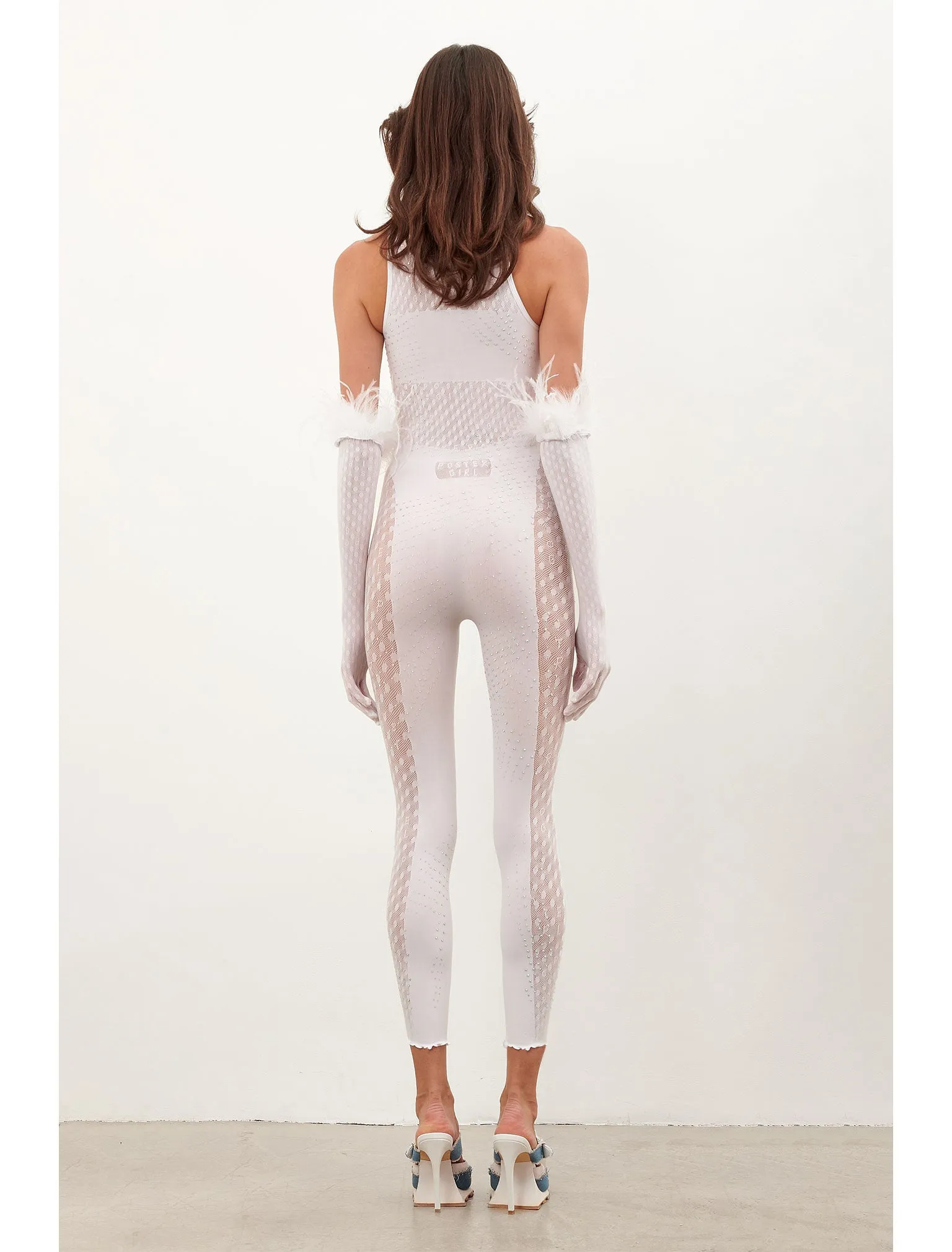 Rhinestoned Janice Jumpsuit X Gloves Set Optic White sold by Poster Girl product image thumbnail 4