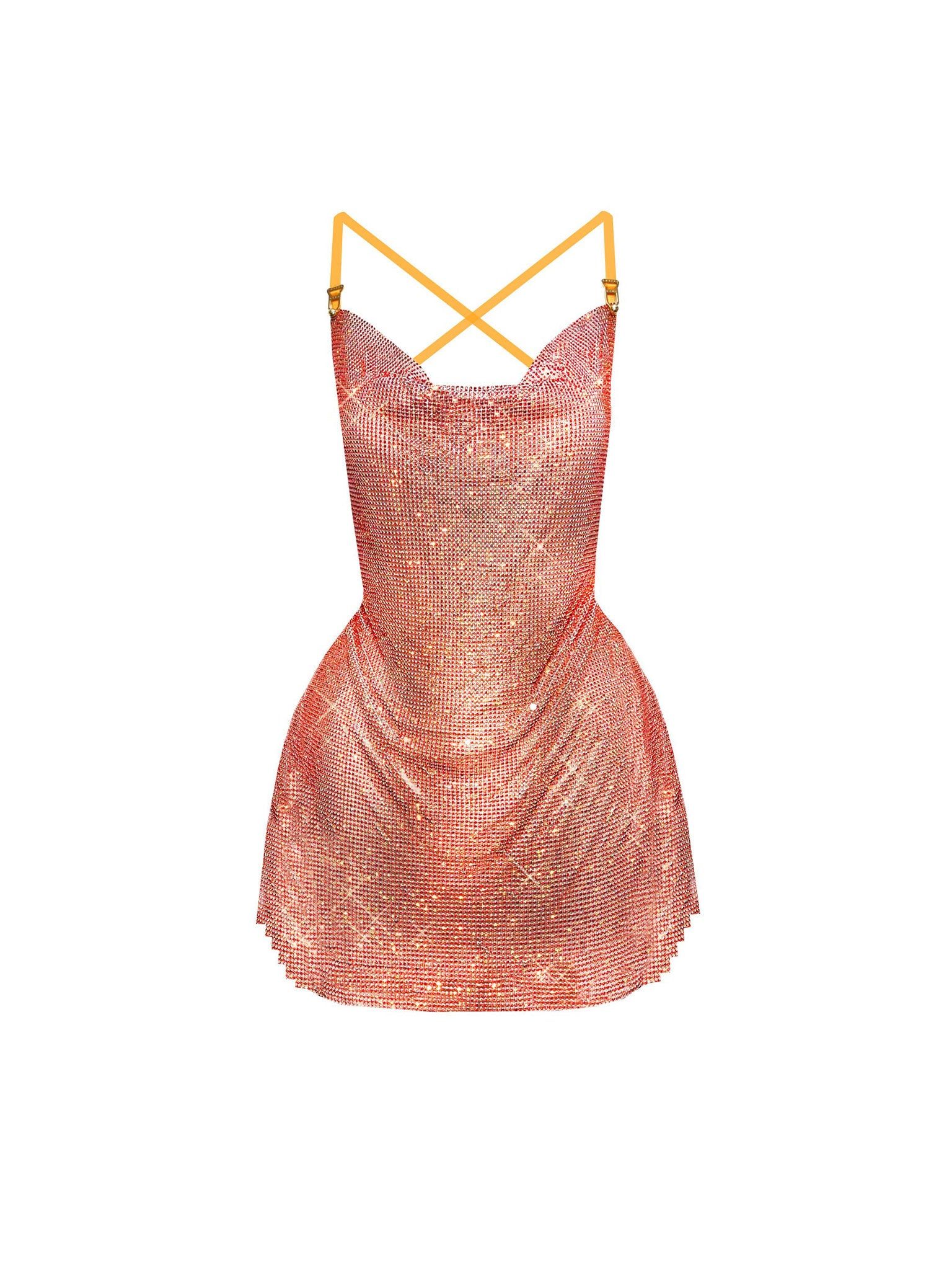Rhinestoned Calypso Dress in Aperol Spritz | Parallel Rhinestoned Calypso Dress in Aperol Spritz | Parallel