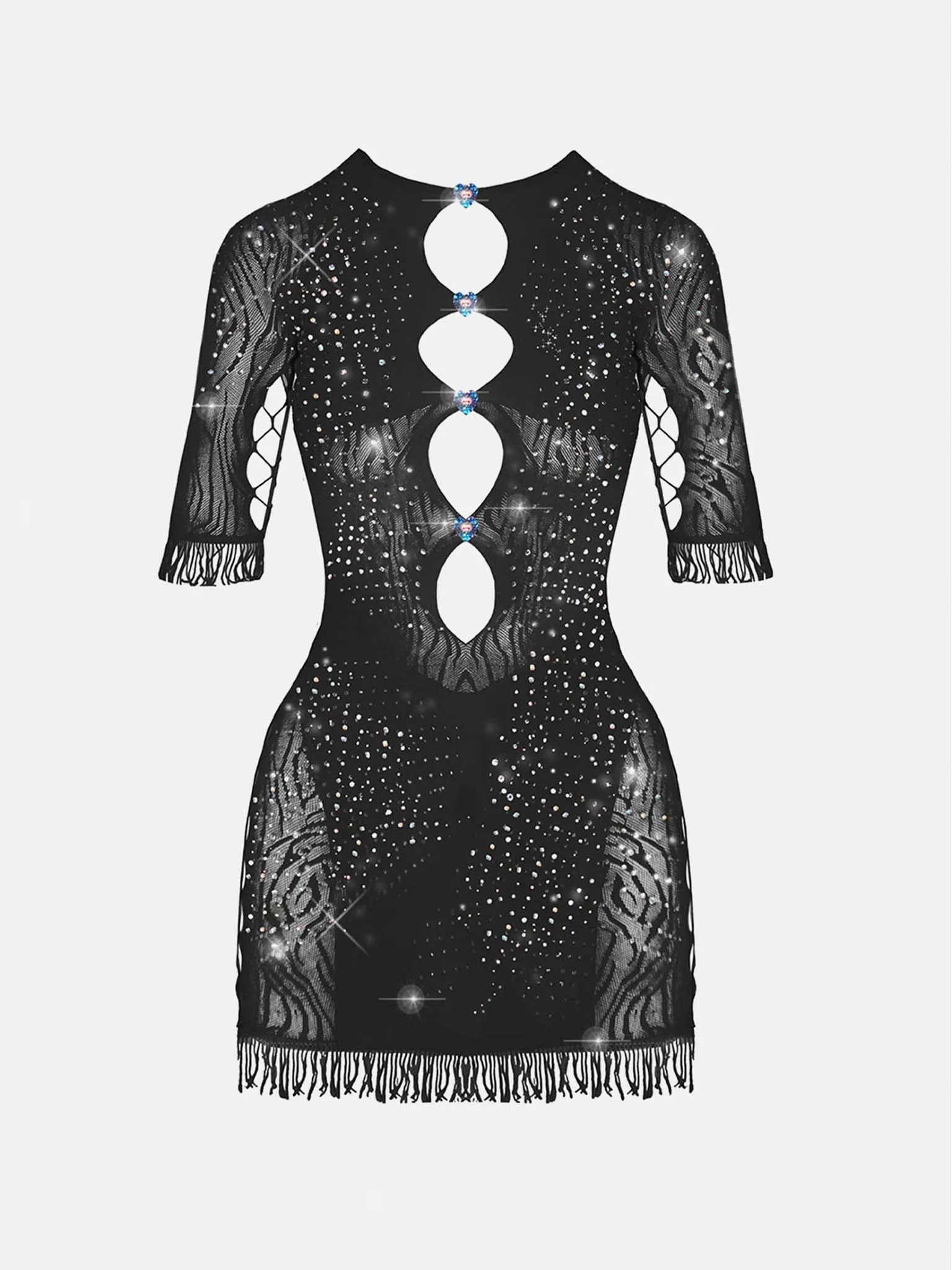 Rhinestoned Miranda Dress Jet Black sold by Poster Girl