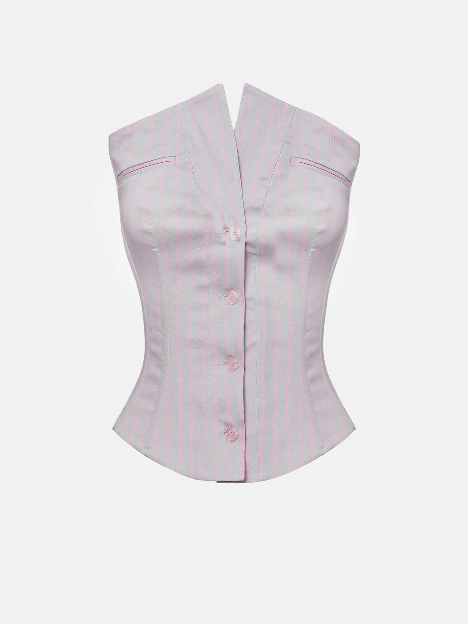 Court Corset Top Grey/Pink Pinstripe sold by Poster Girl