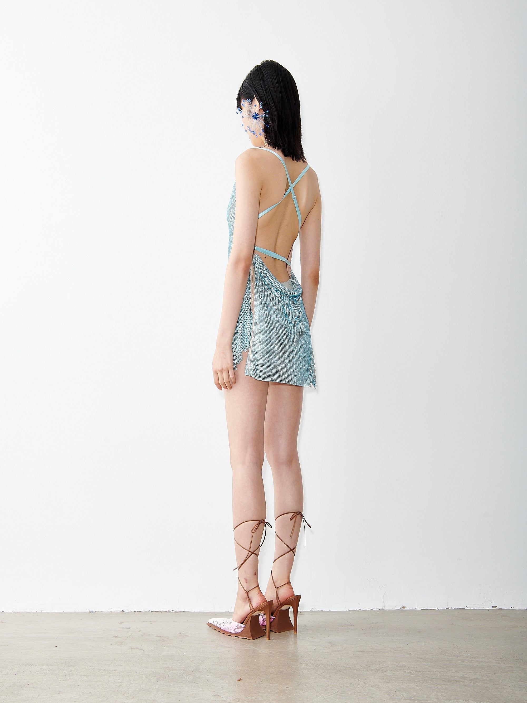 Rhinestoned Calypso Dress in Cerulean Blue sold by Poster Girl product image thumbnail 4