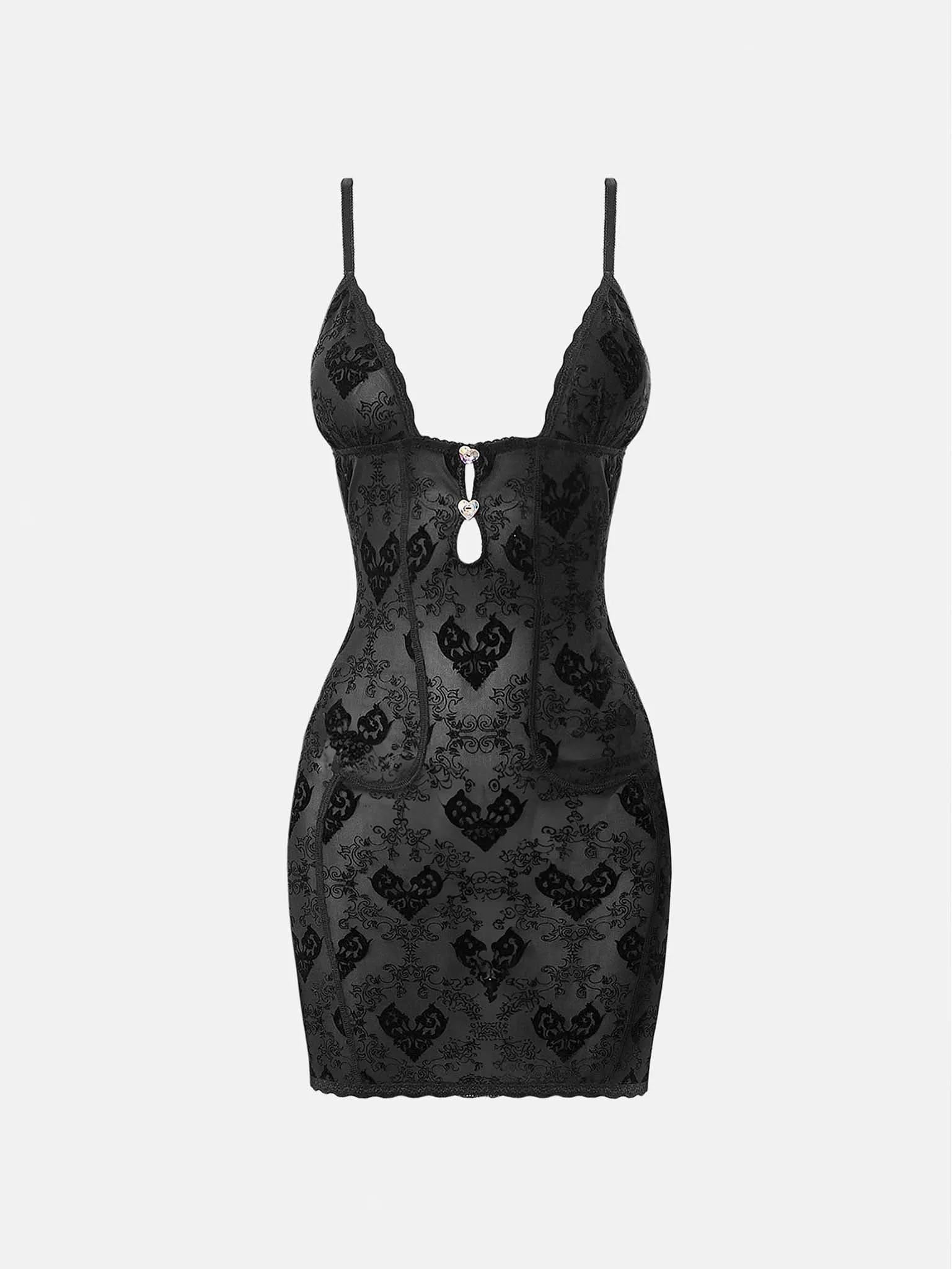 Scarlett Dress Flocked Mesh Black sold by Poster Girl