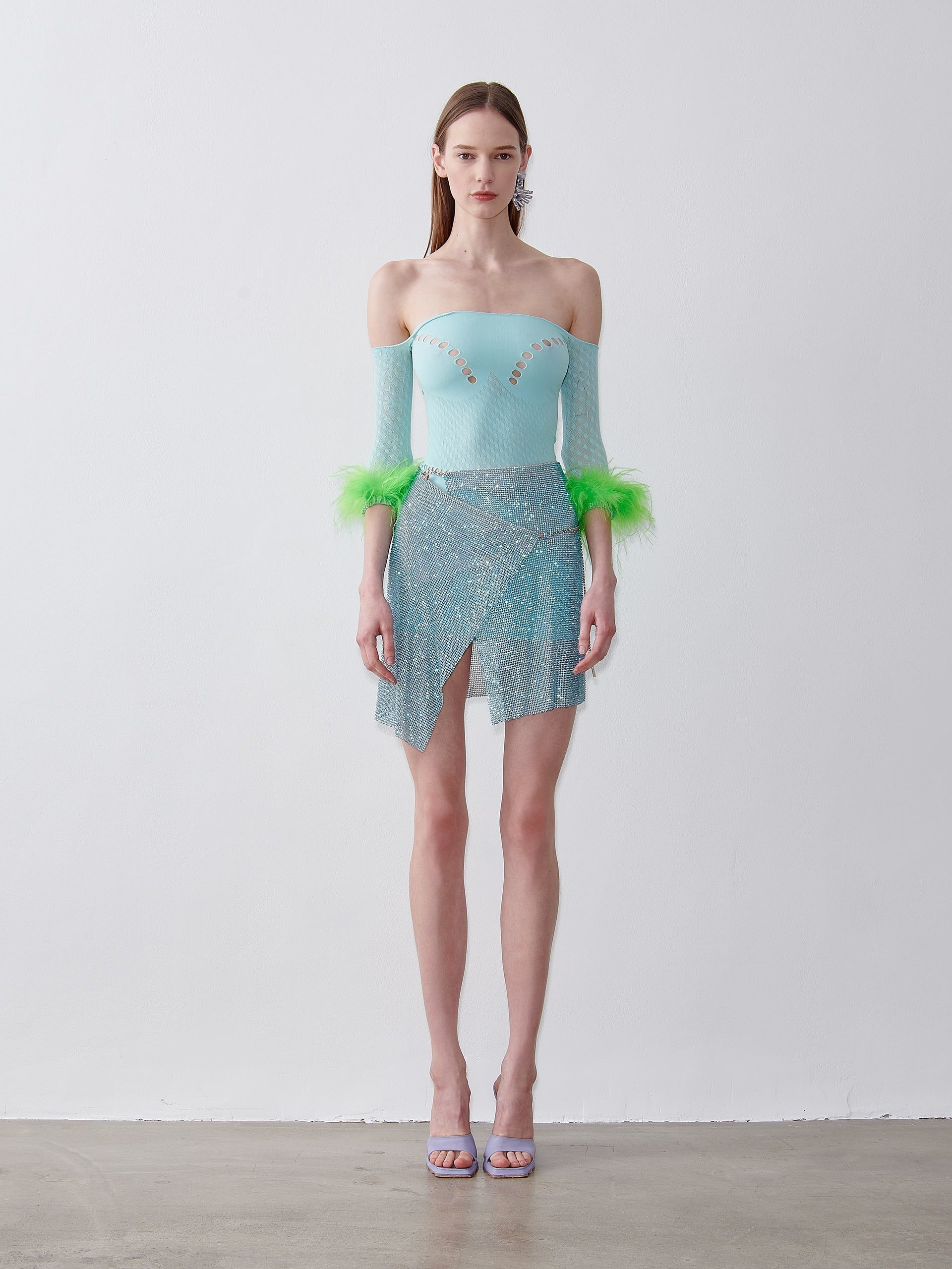 Rhinestoned Winona Skirt in Crystallised Cerulean sold by Poster Girl product image thumbnail 2