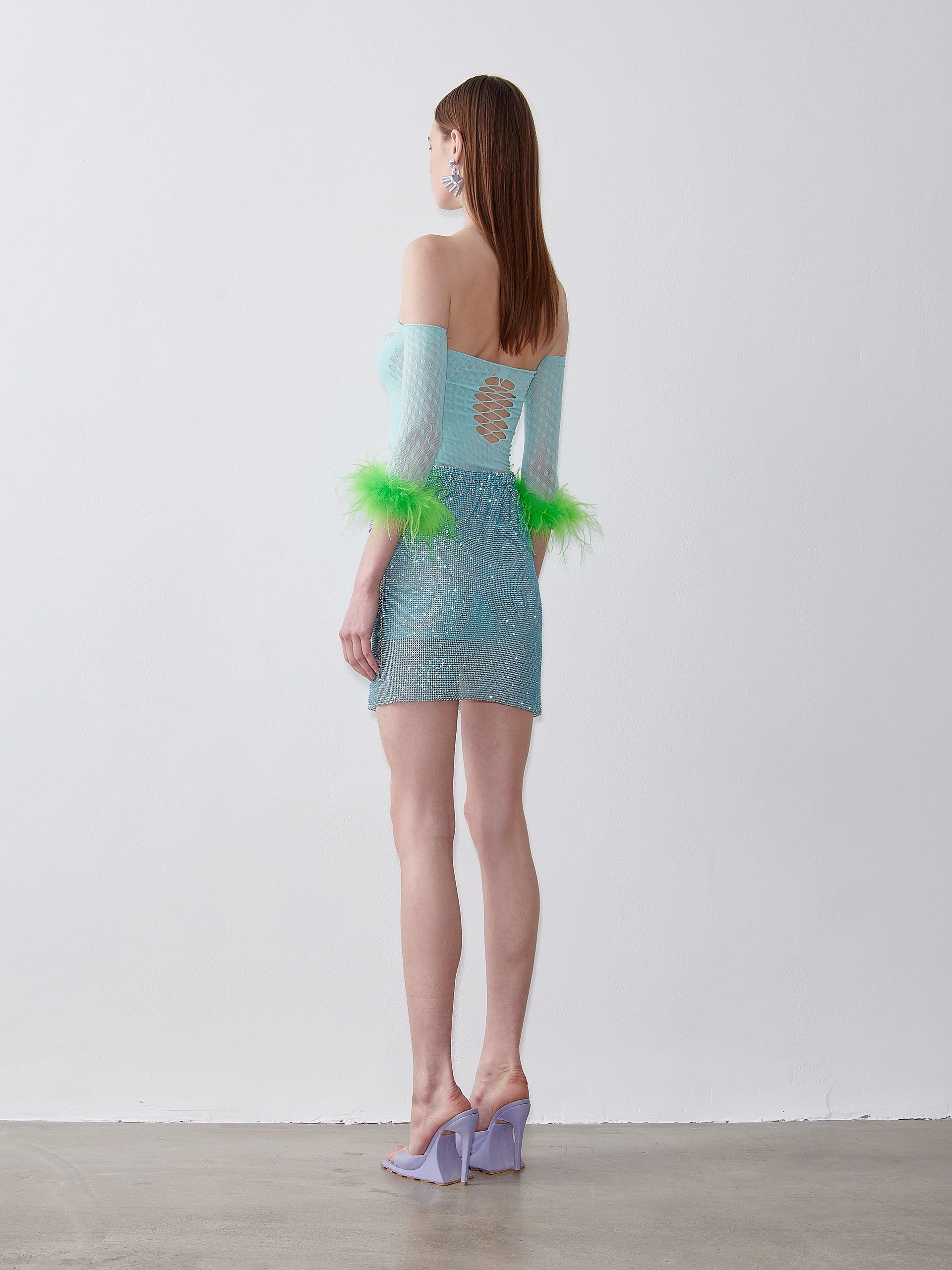 Rhinestoned Winona Skirt in Crystallised Cerulean sold by Poster Girl product image thumbnail 4