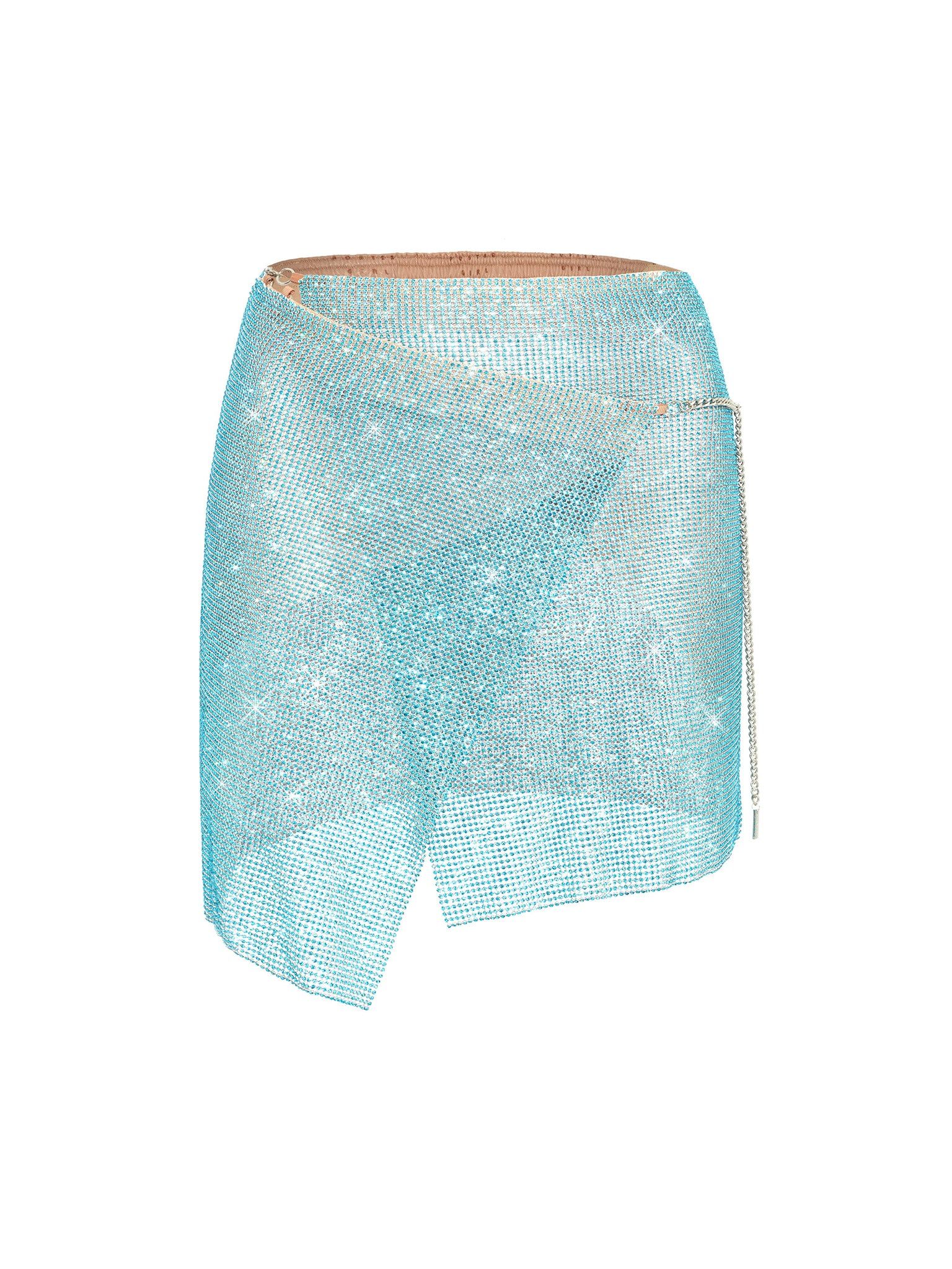 Rhinestoned Winona Skirt in Crystallised Cerulean sold by Poster Girl