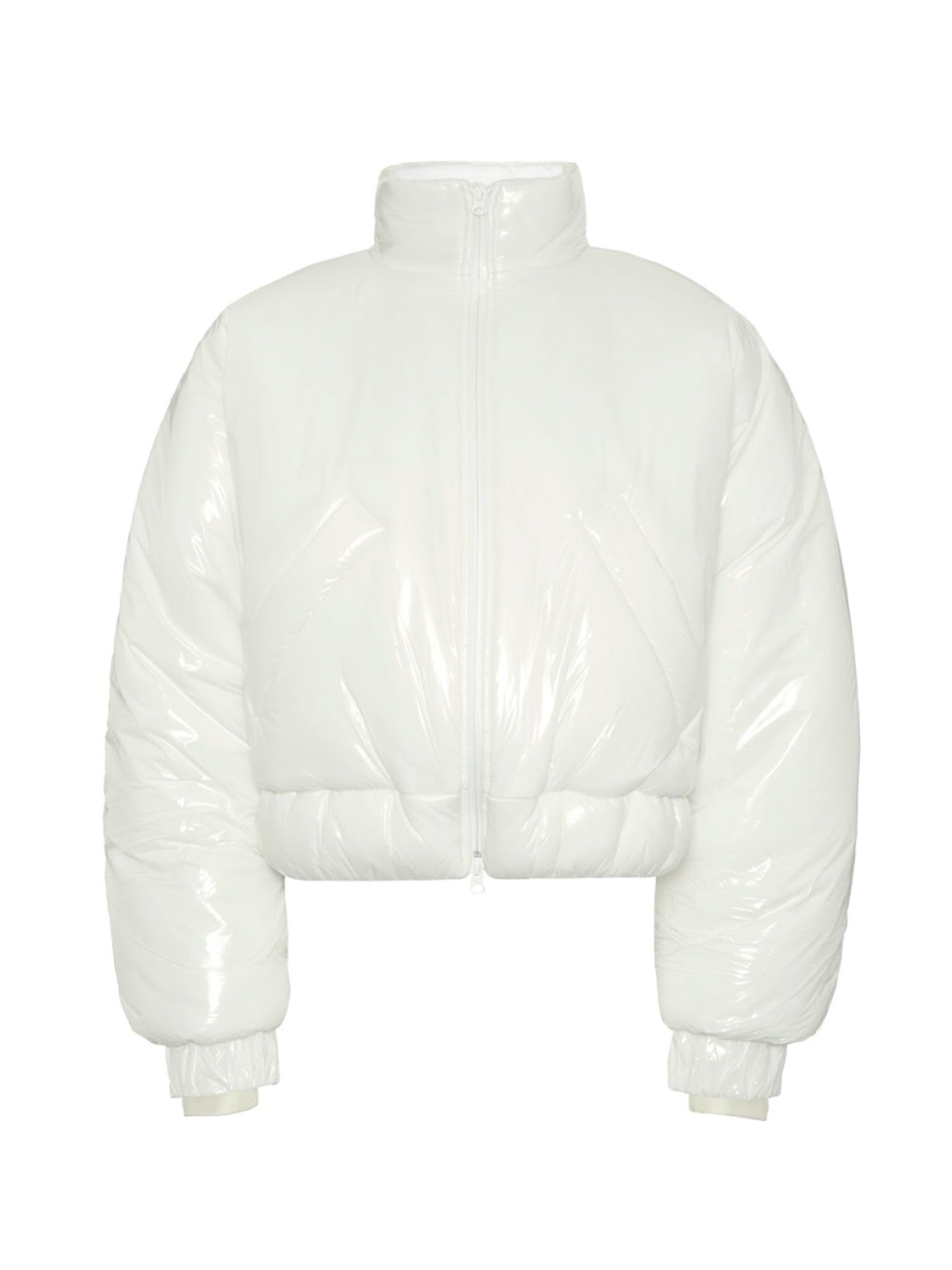 Branded Puffer Jacket in Off White sold by Poster Girl