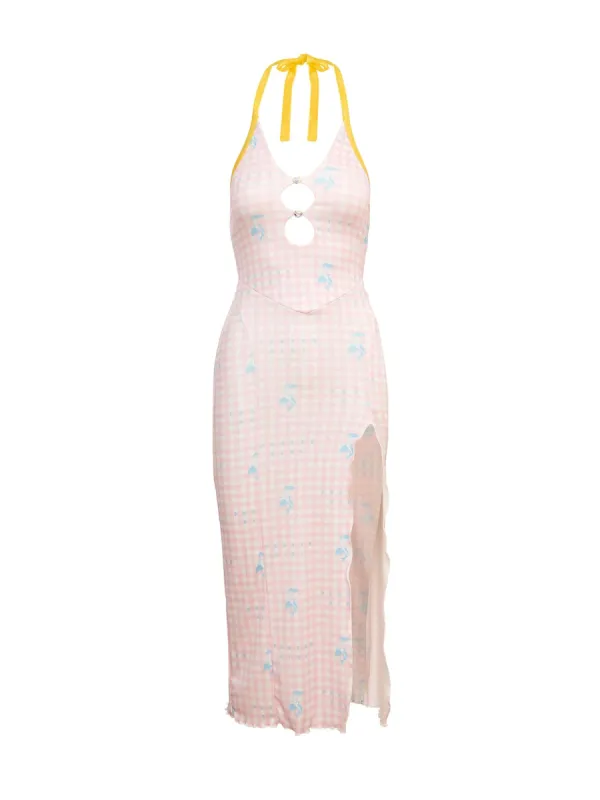 Heather Midi Dress Pink Gingham sold by Poster Girl