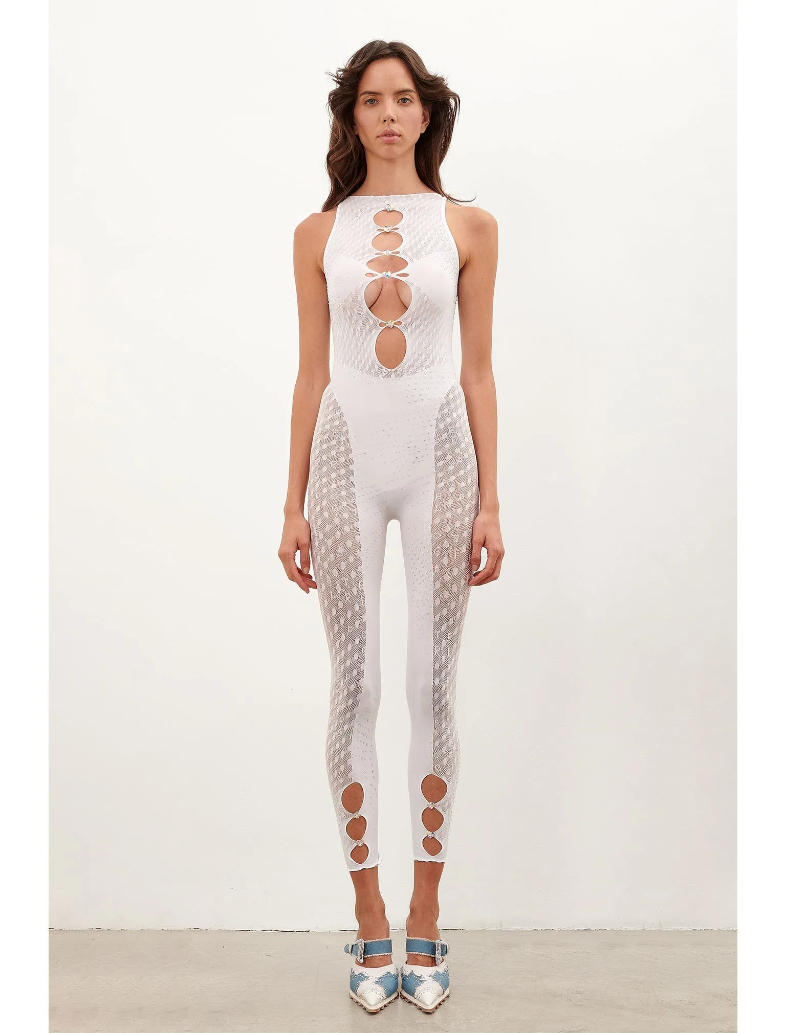 Rhinestoned Janice Jumpsuit Optic White sold by Poster Girl product image thumbnail 3